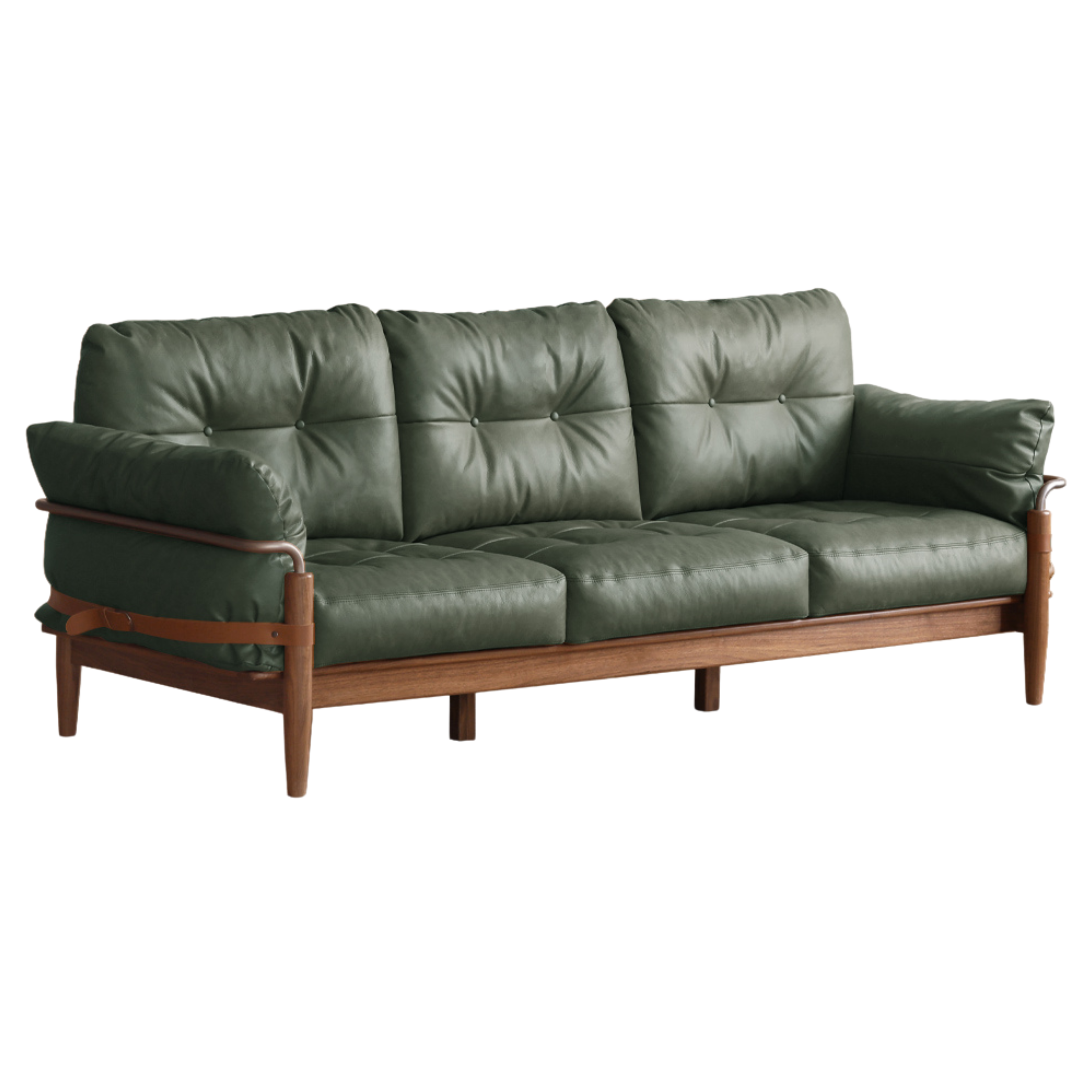 Black walnut solid wood Leather sofa)