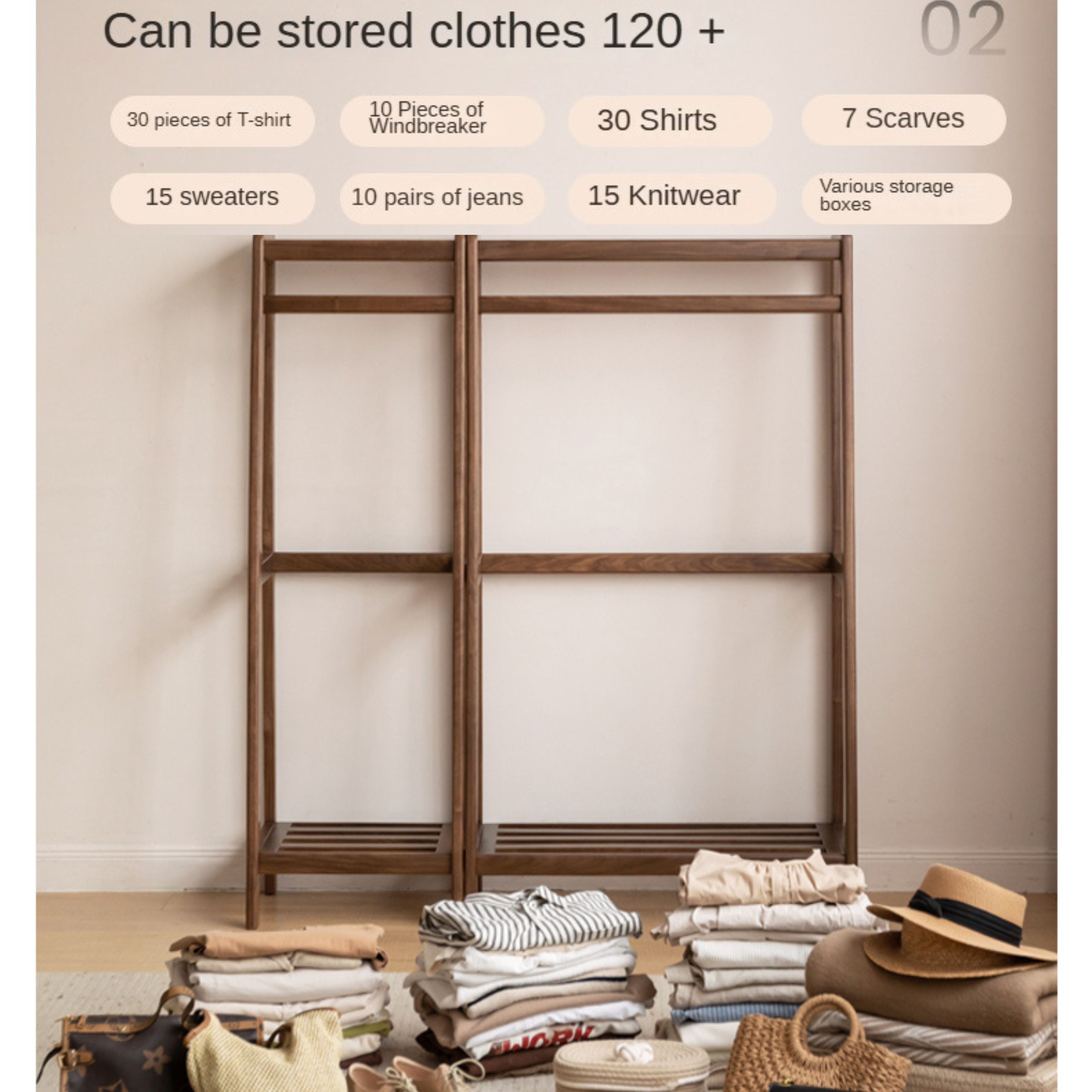 Oak, Black Walnut Solid Wood Clothes Hanger