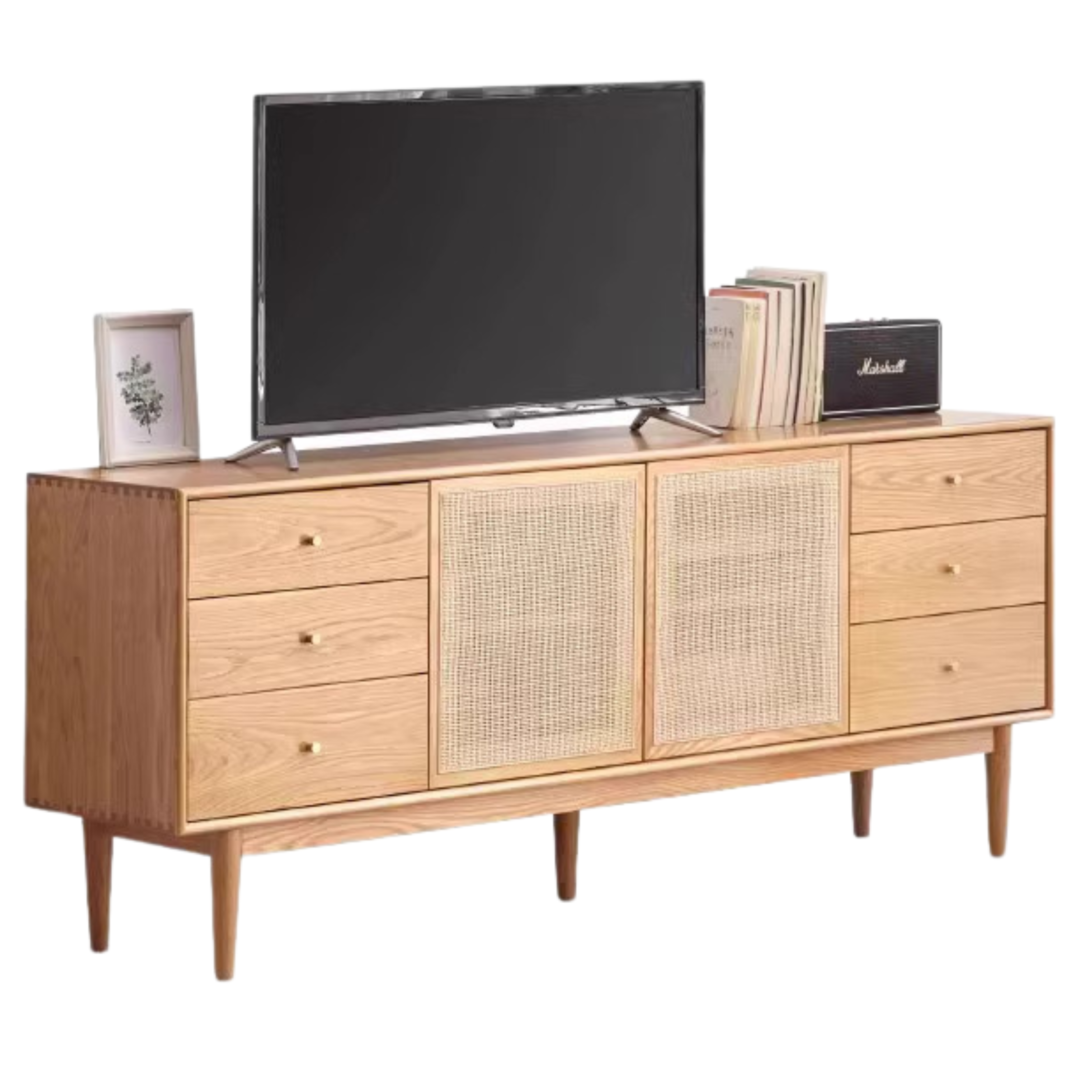 Oak Solid Rattan wood Bedroom TV cabinet"+