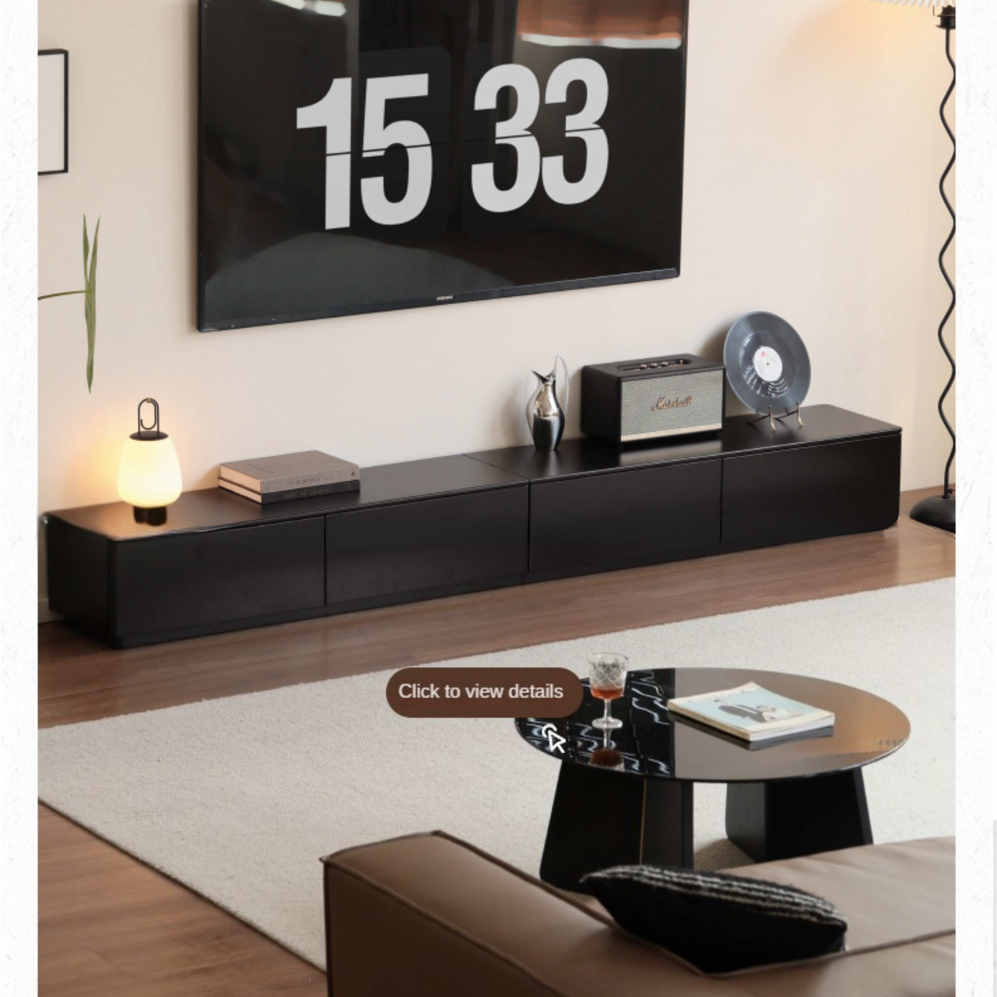 Poplar Solid Wood Floor Storage TV Cabinet