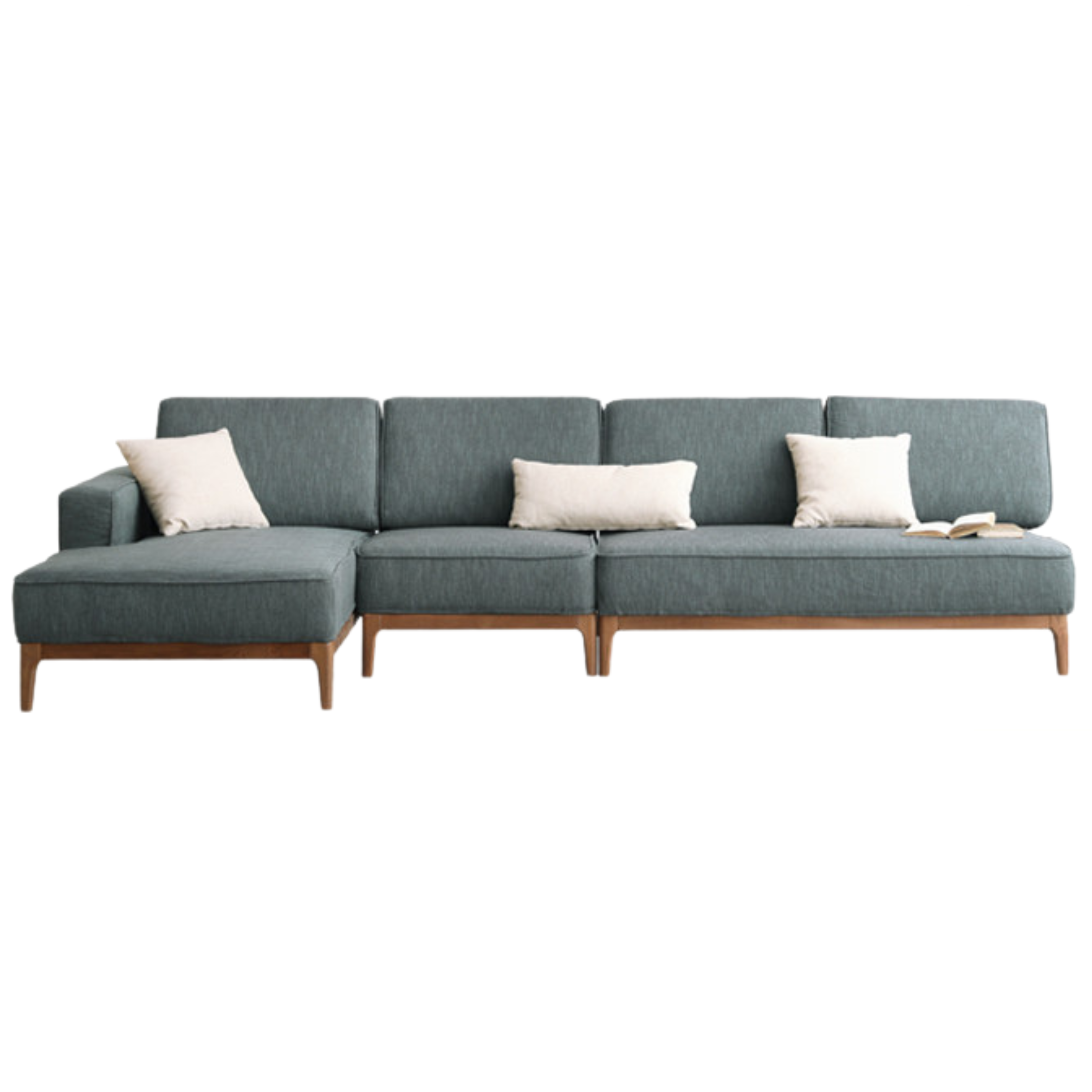 Ash Solid Wood Fabric Corner Sofa Modern Simple