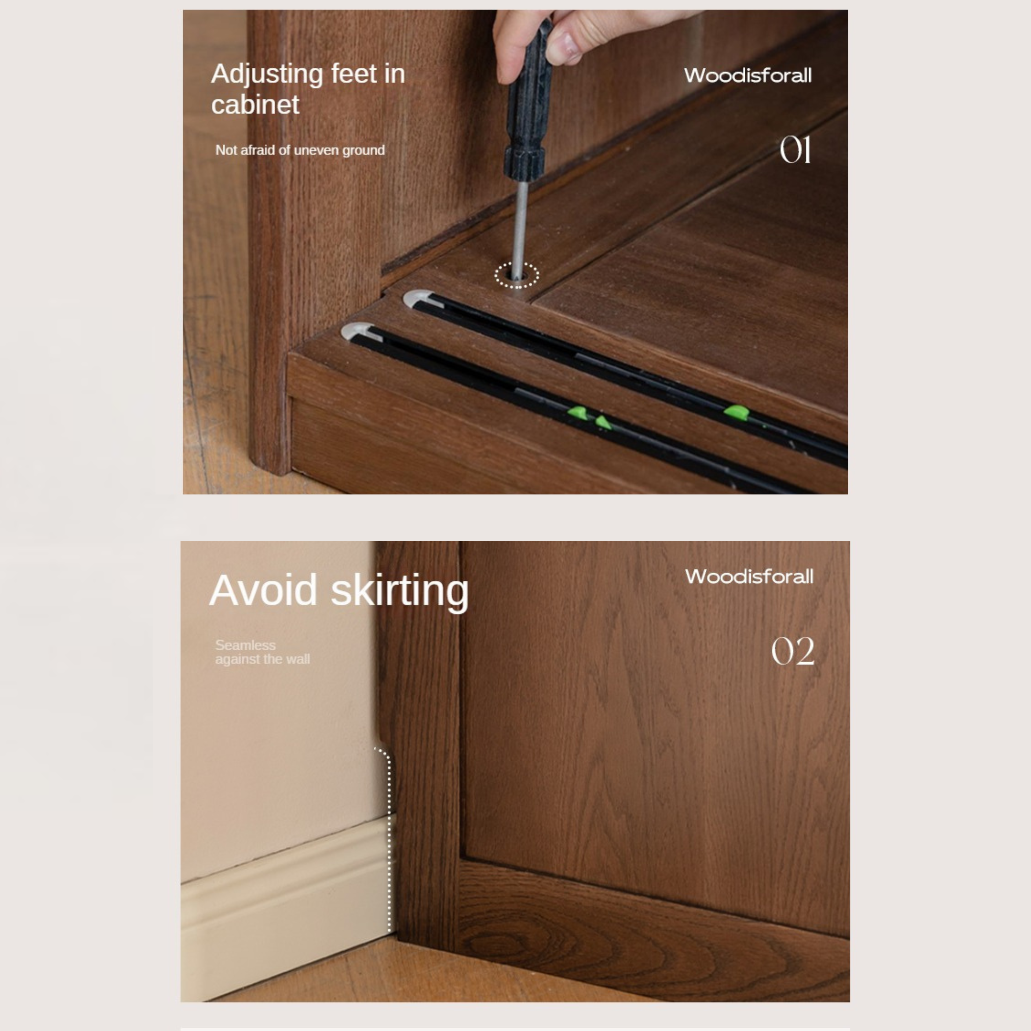 Oak Solid Wood Sliding Door Modern Wardrobe