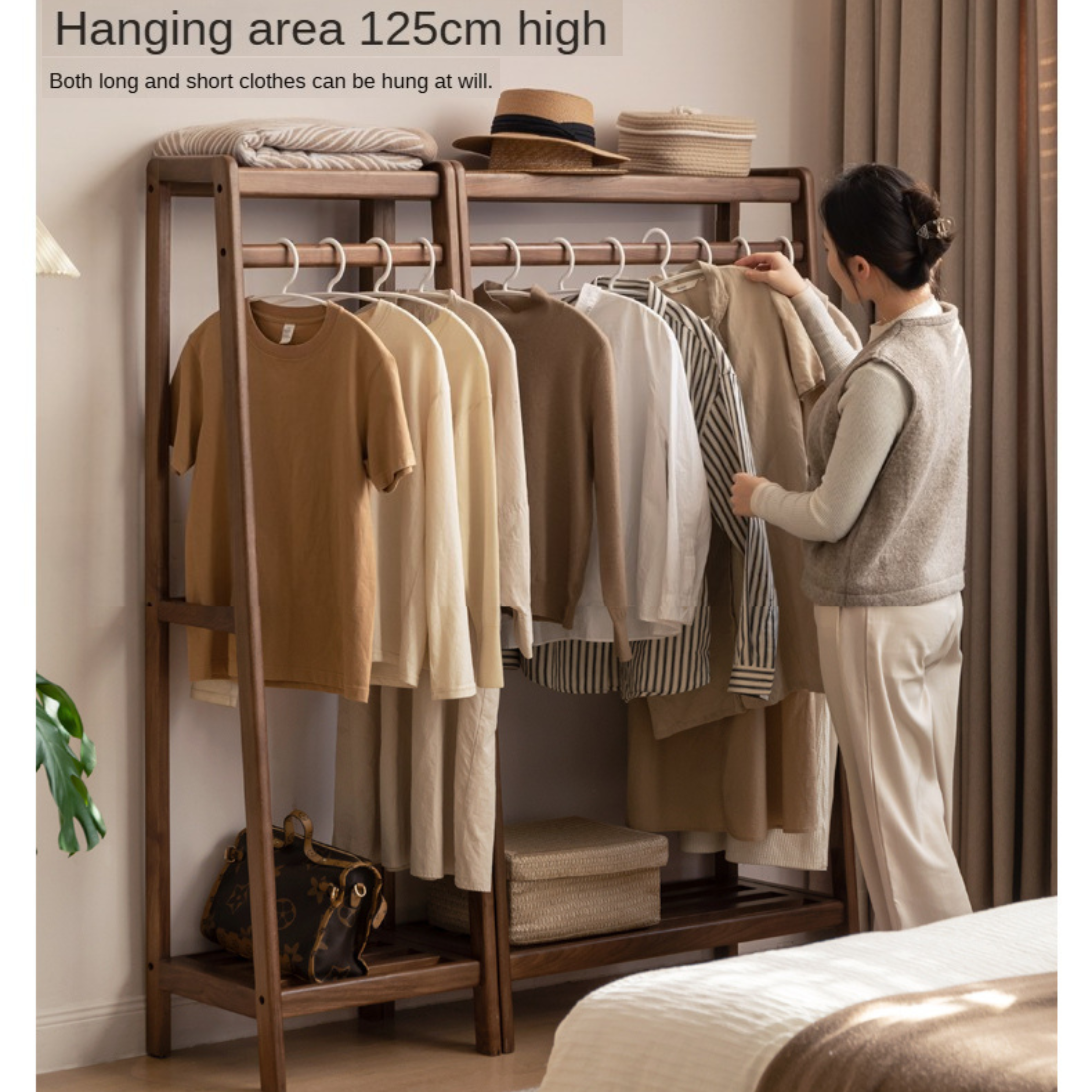 Oak, Black Walnut Solid Wood Clothes Hanger