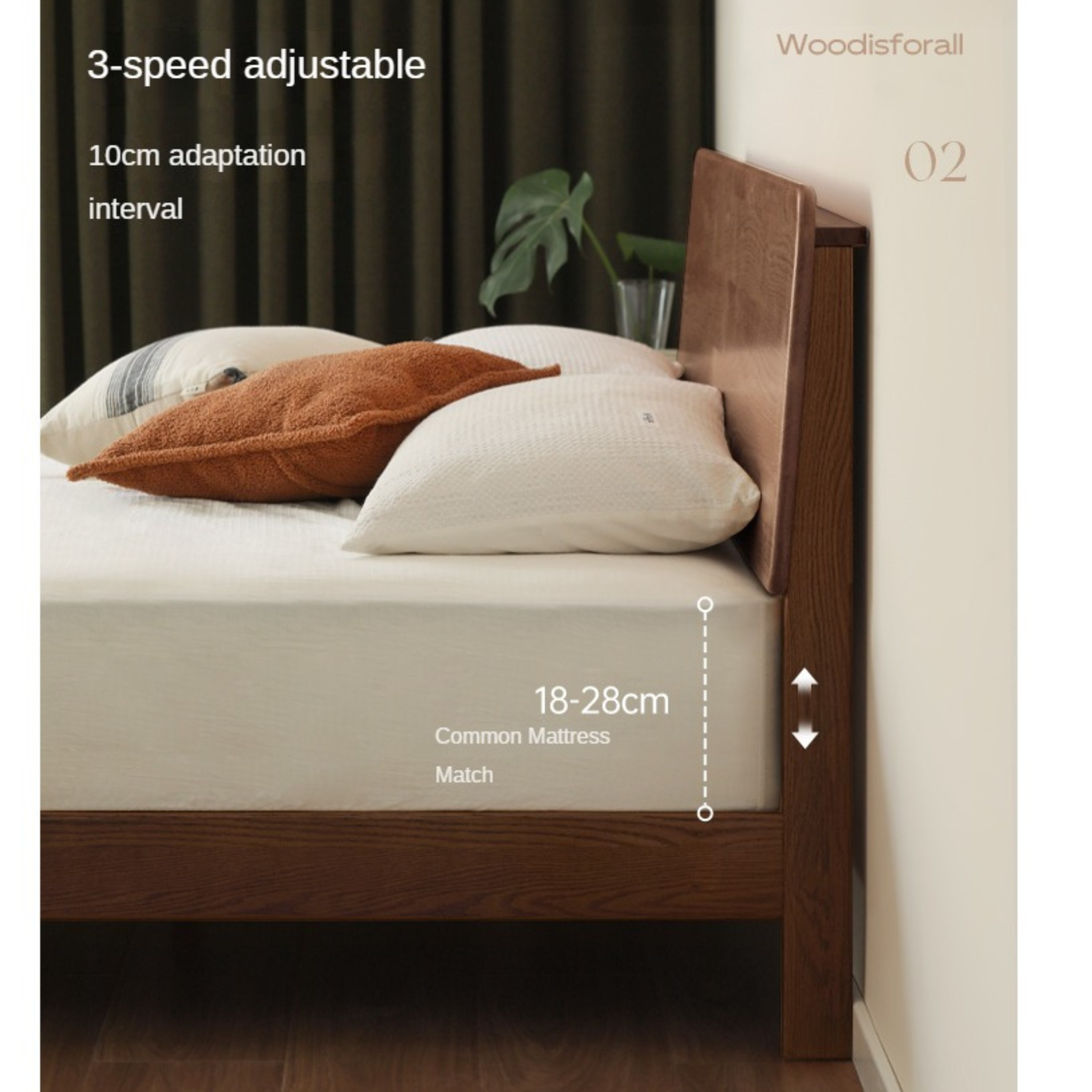 Oak Solid Wood Nordic Bed Modern