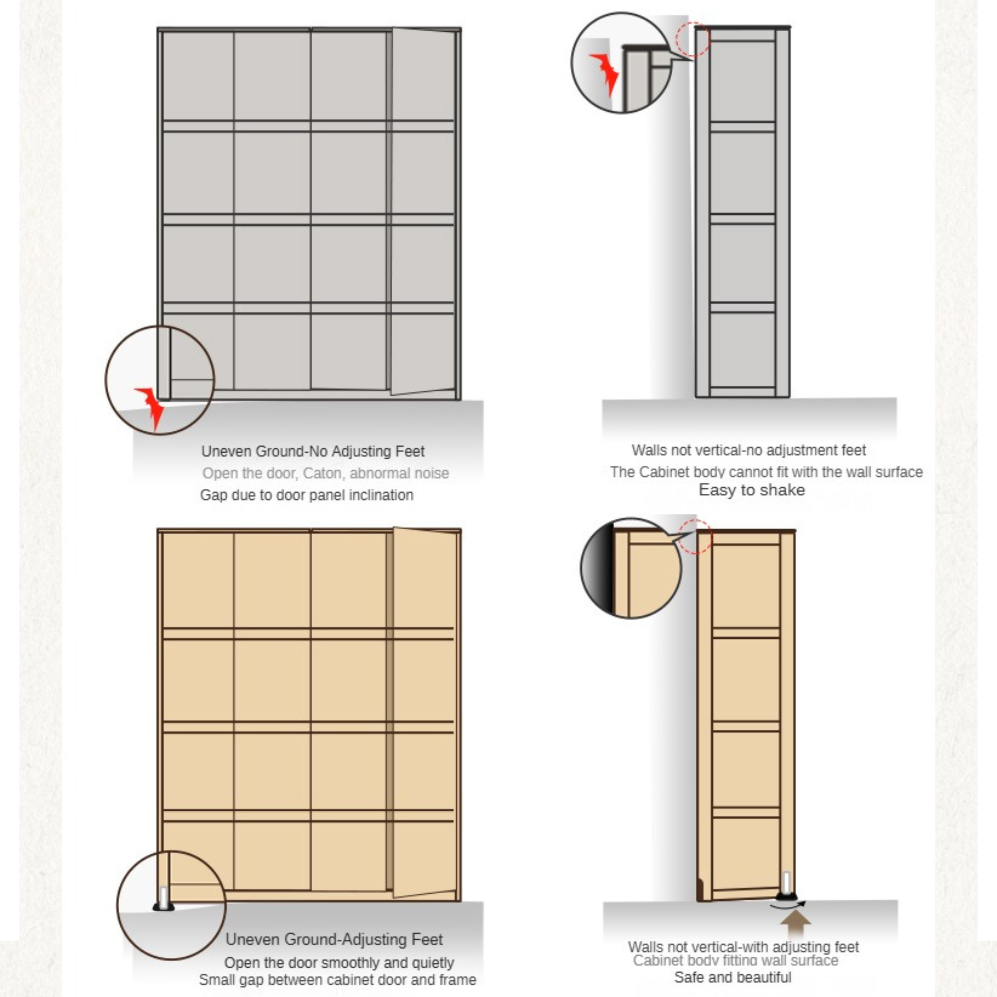 Cherry Solid Wood Retro Sliding Door Wardrobe