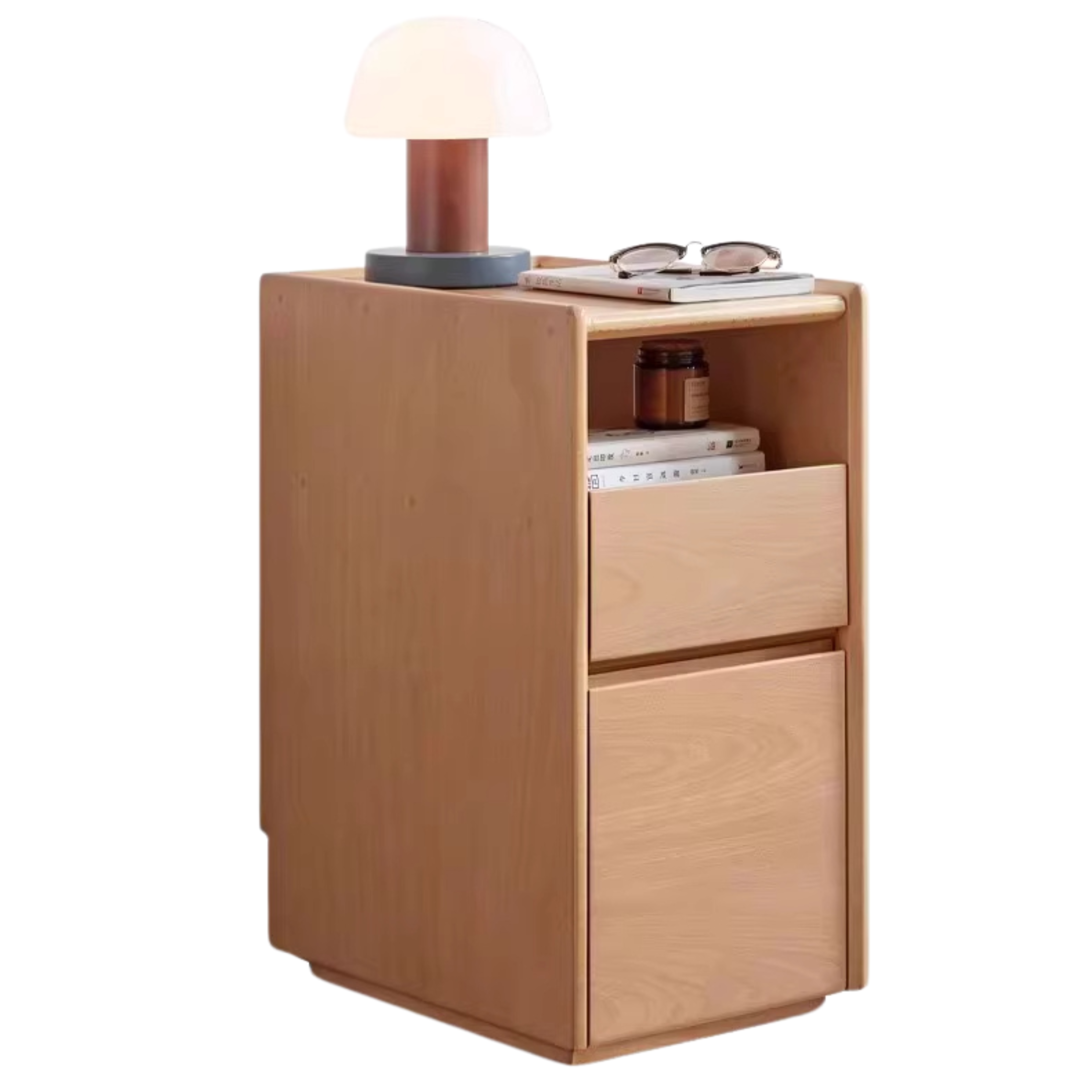 Oak, Rubber, Cherry Solid Wood Ultra-Narrow Nightstand :