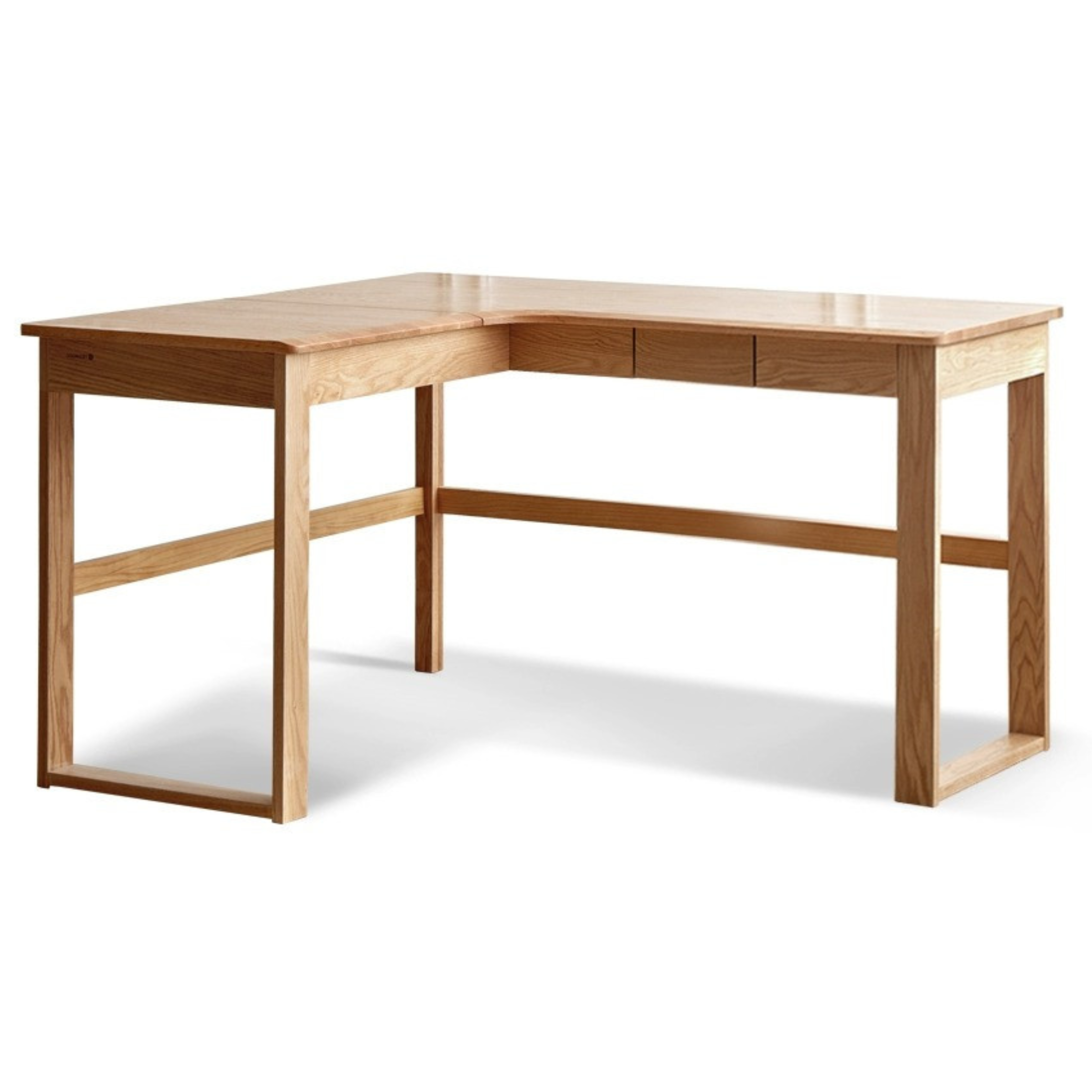 Oak Solid Wood L-shaped Corner Office Desk