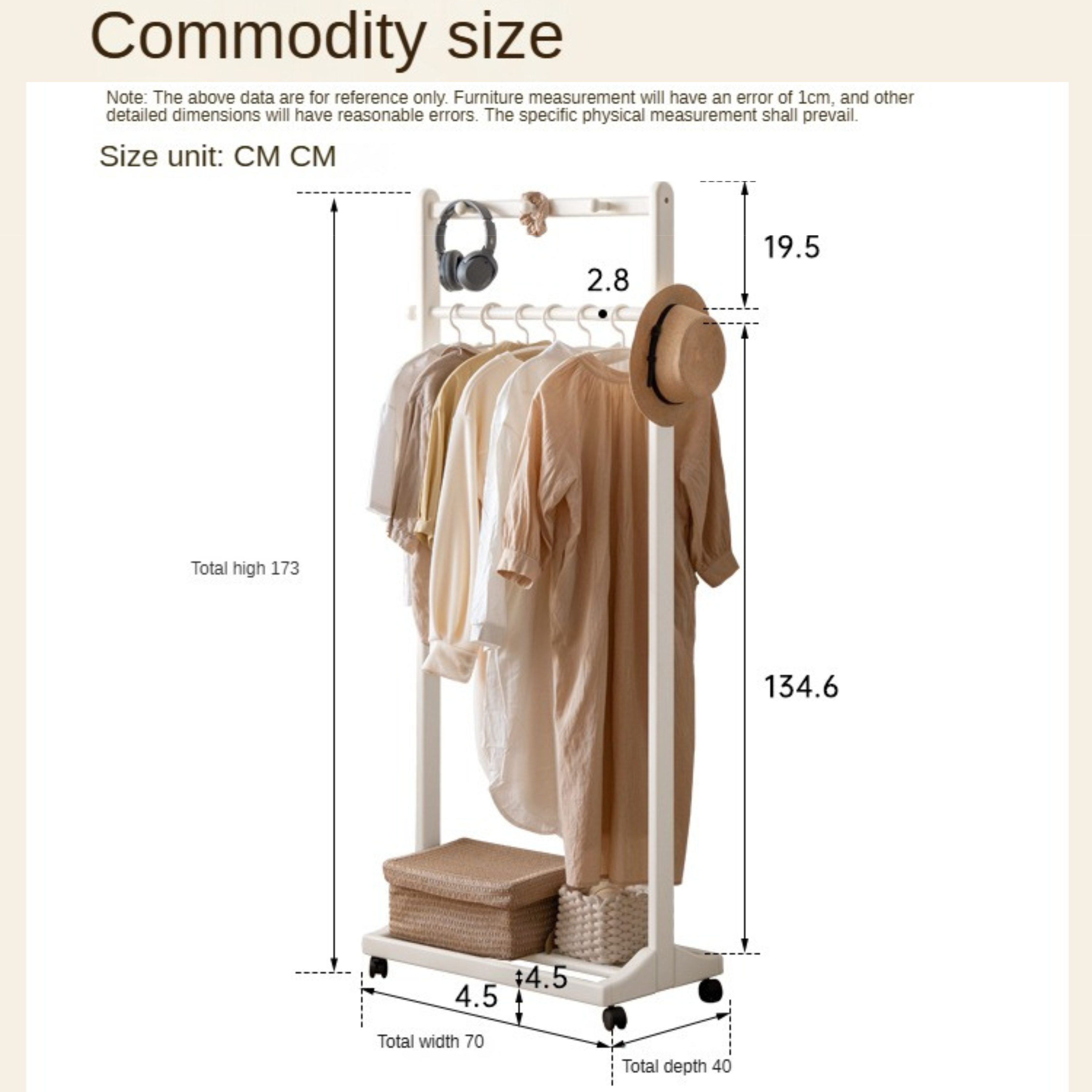 Birch Solid Wood White Cream Style Hanger