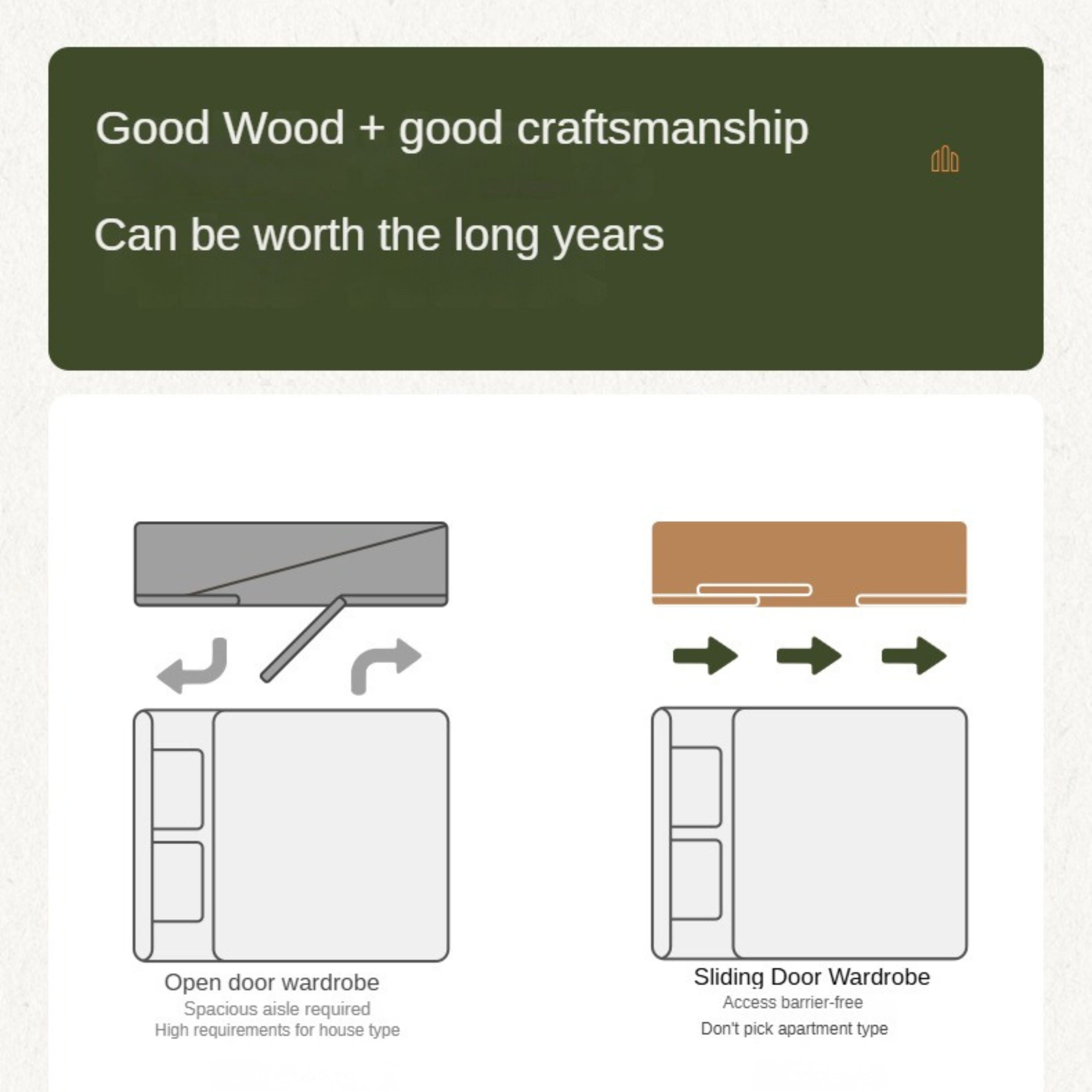 Cherry Solid Wood Retro Sliding Door Wardrobe