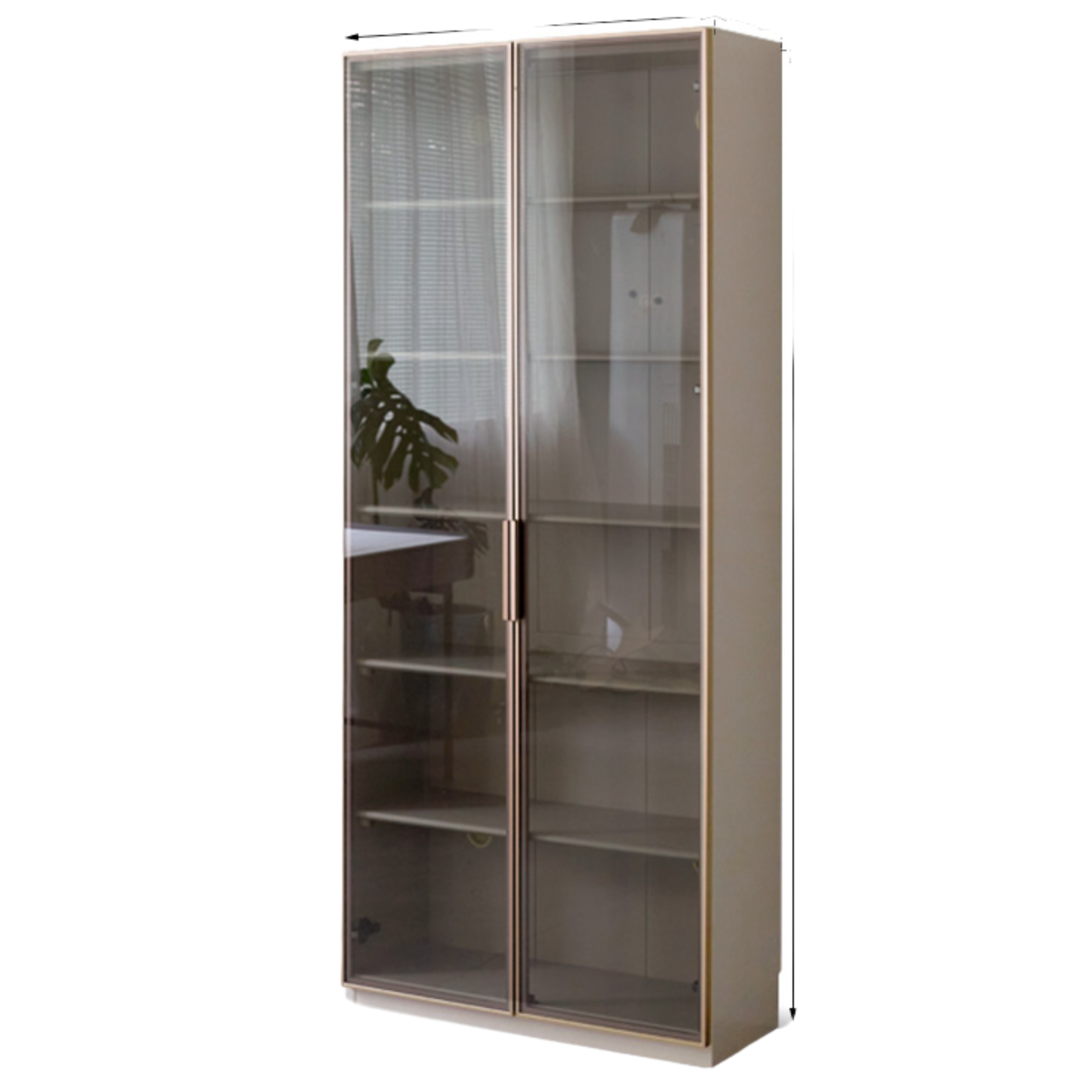 Poplar Solid Wood Combination Bookcase, Glass Door Cabinet