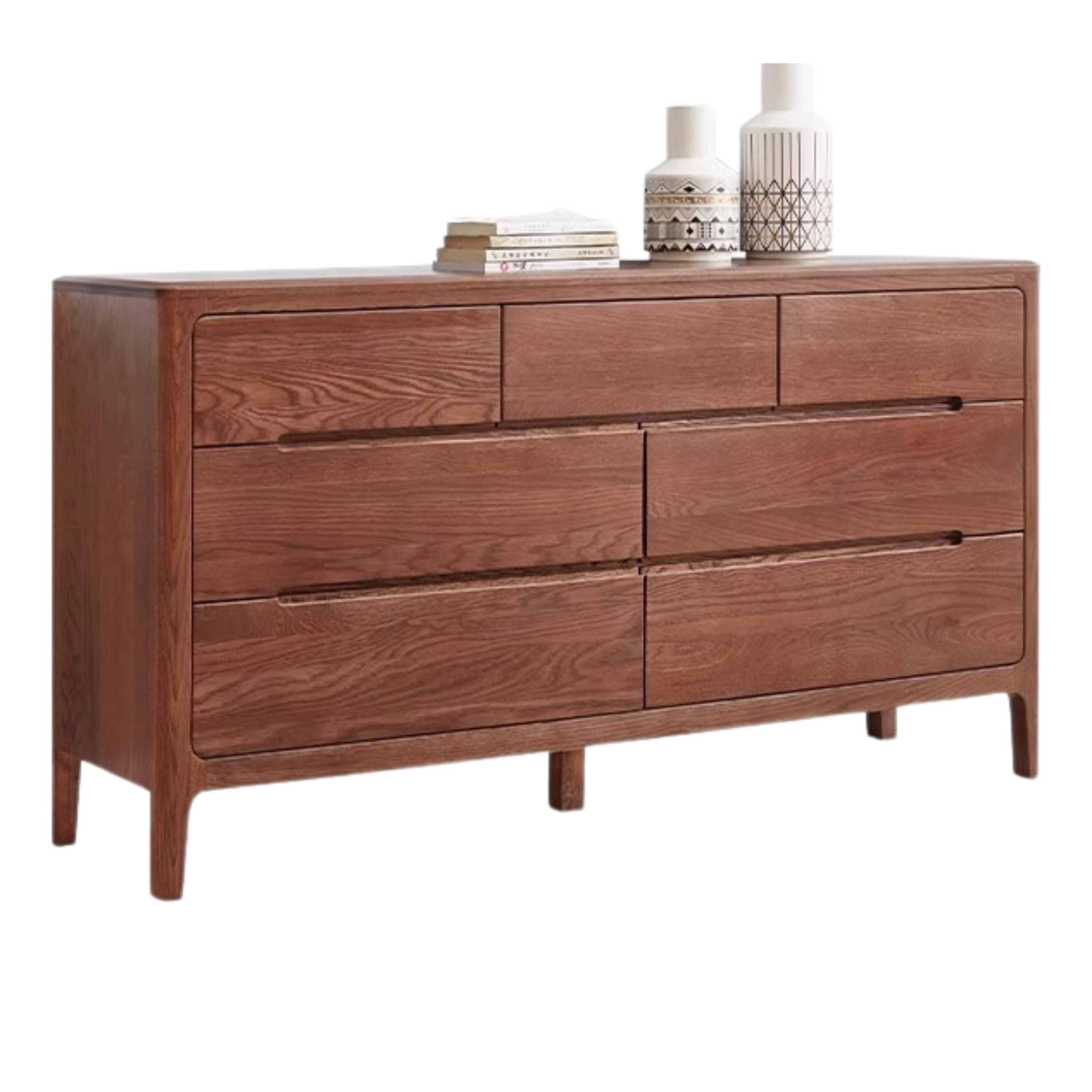 Oak Solid Wood Seattle wide chest of drawers)