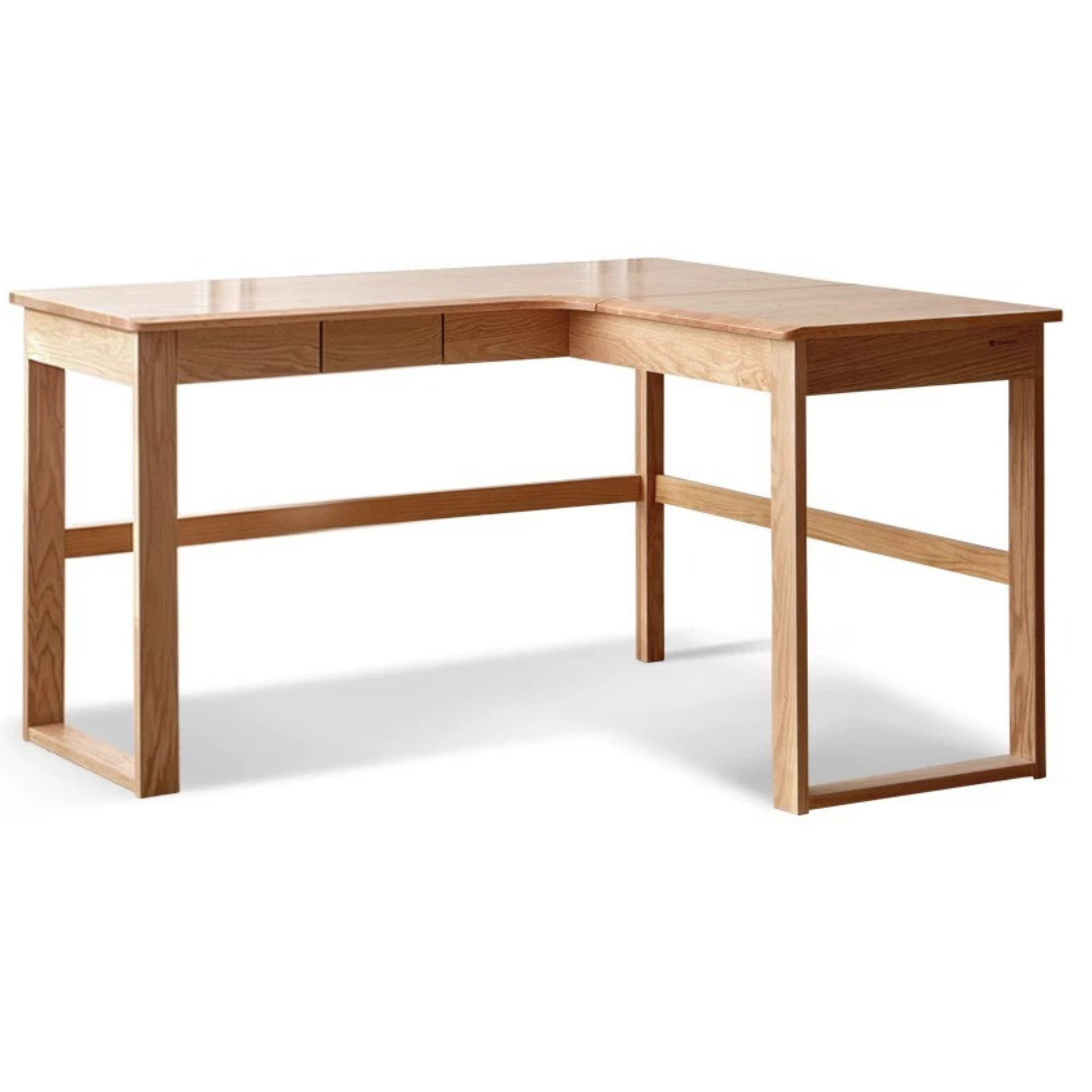 Oak Solid Wood L-shaped Corner Office Desk