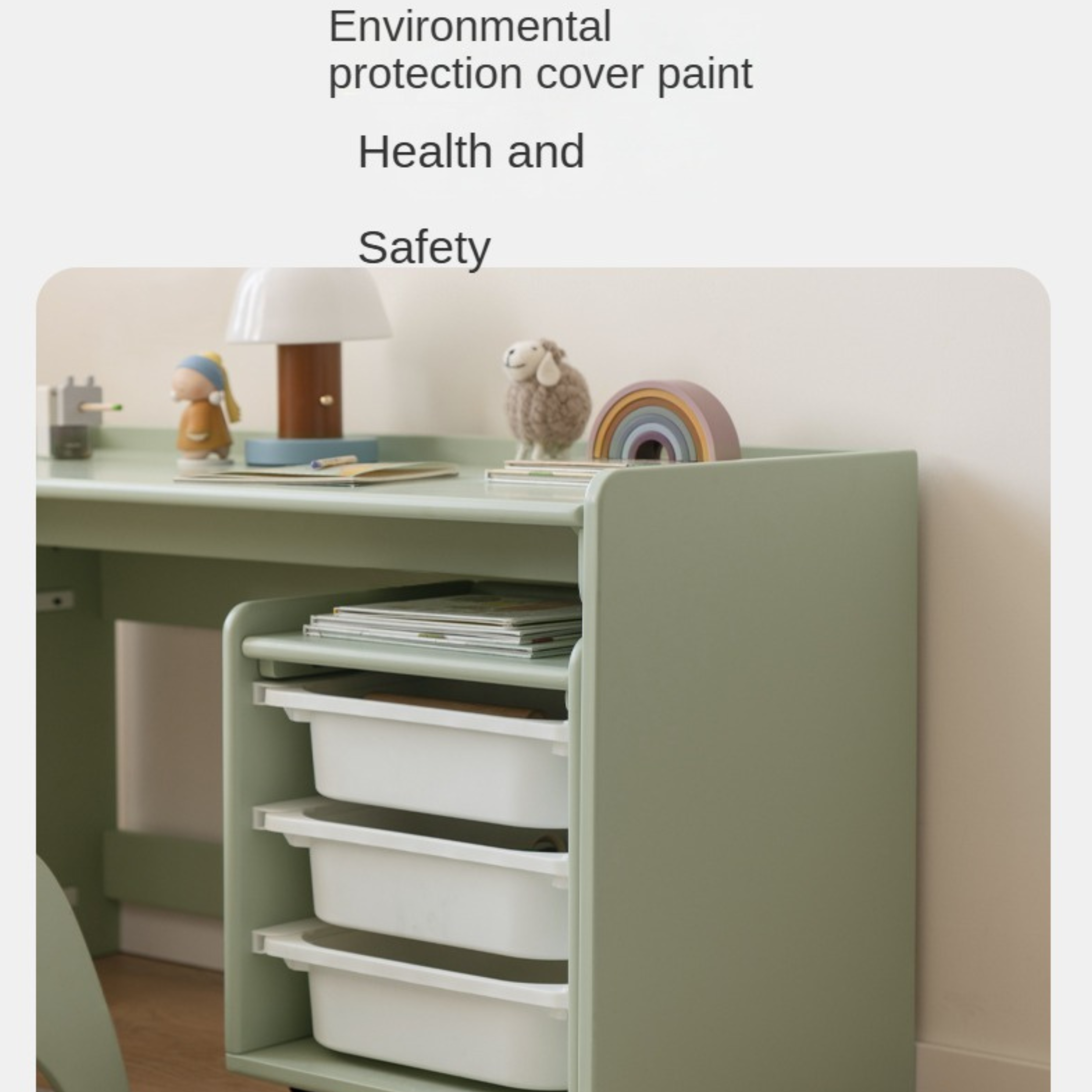 Poplar Solid Wood Children's Lift Table Table Storage Cabinet