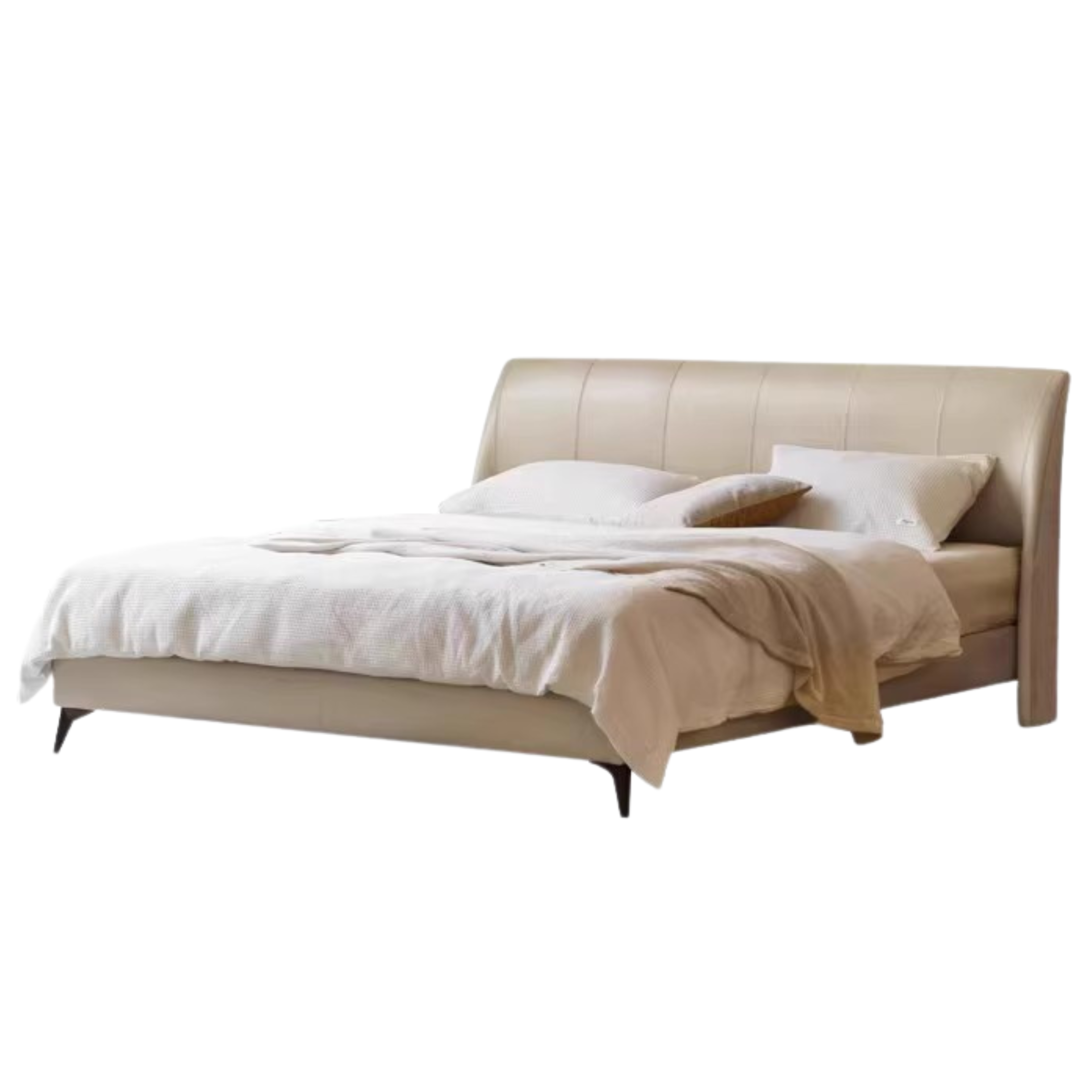 Yellow Cowhide Luxe wood Bed