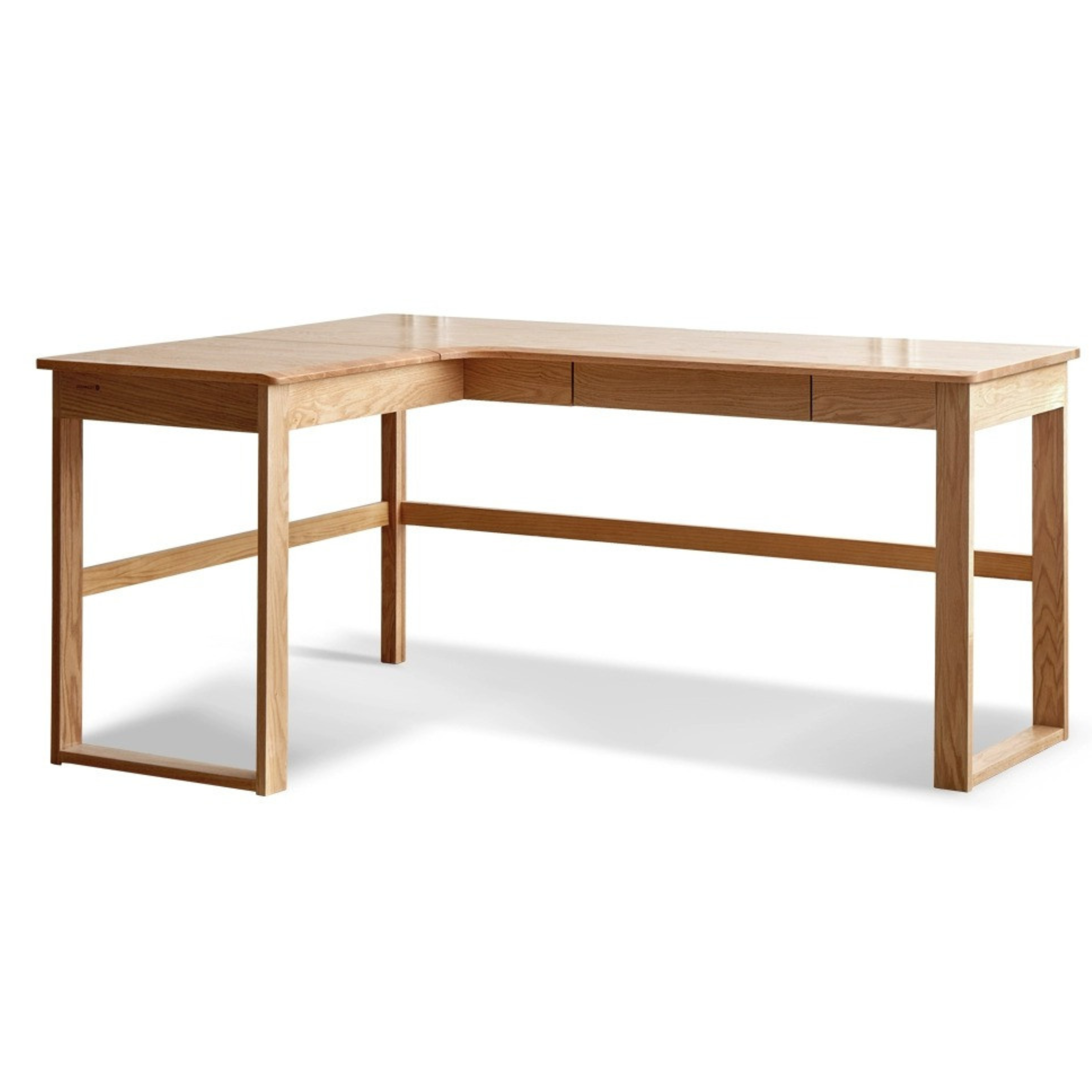 Oak Solid Wood L-shaped Corner Office Desk