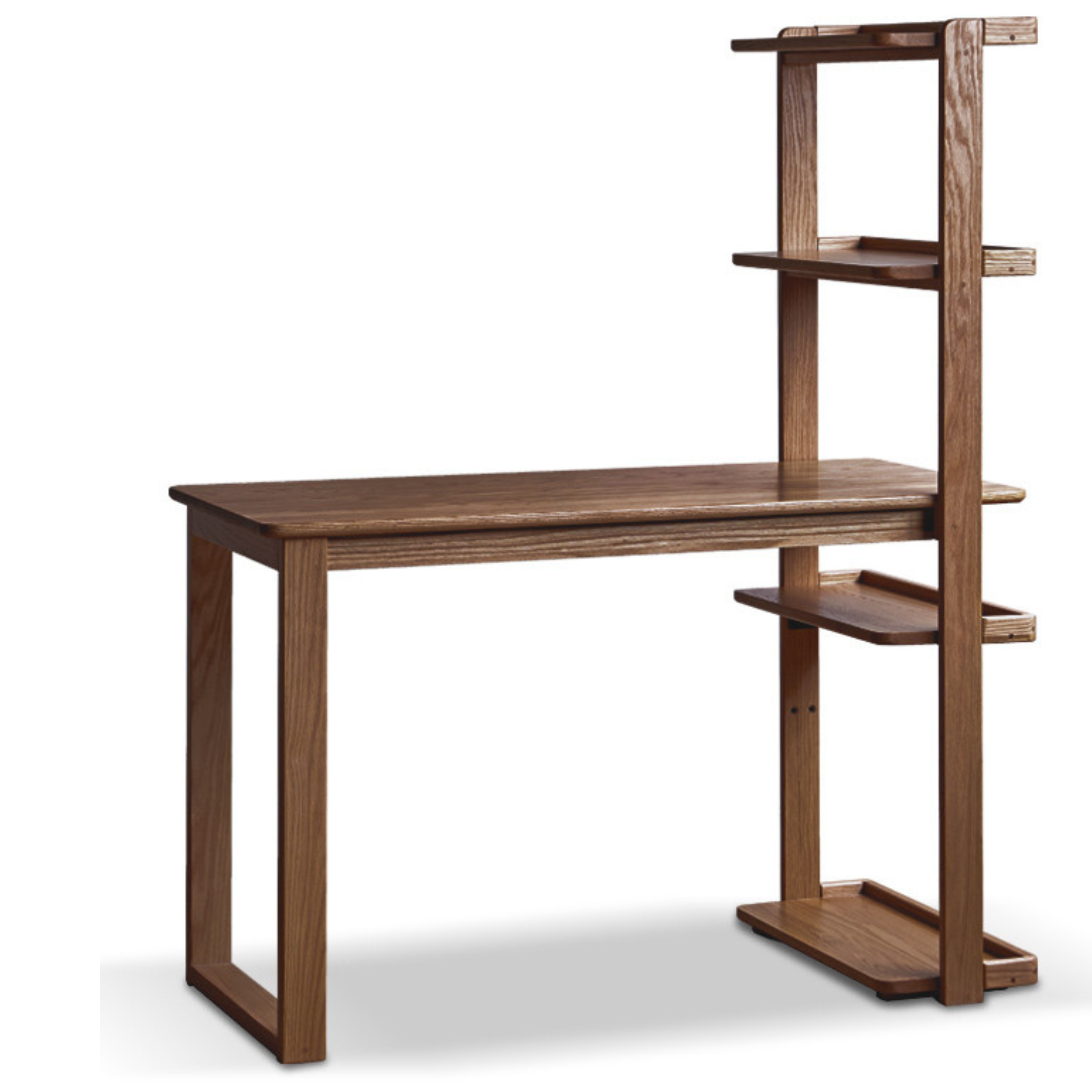 Oak Solid Wood Corner Desk Bookshelf Integrated