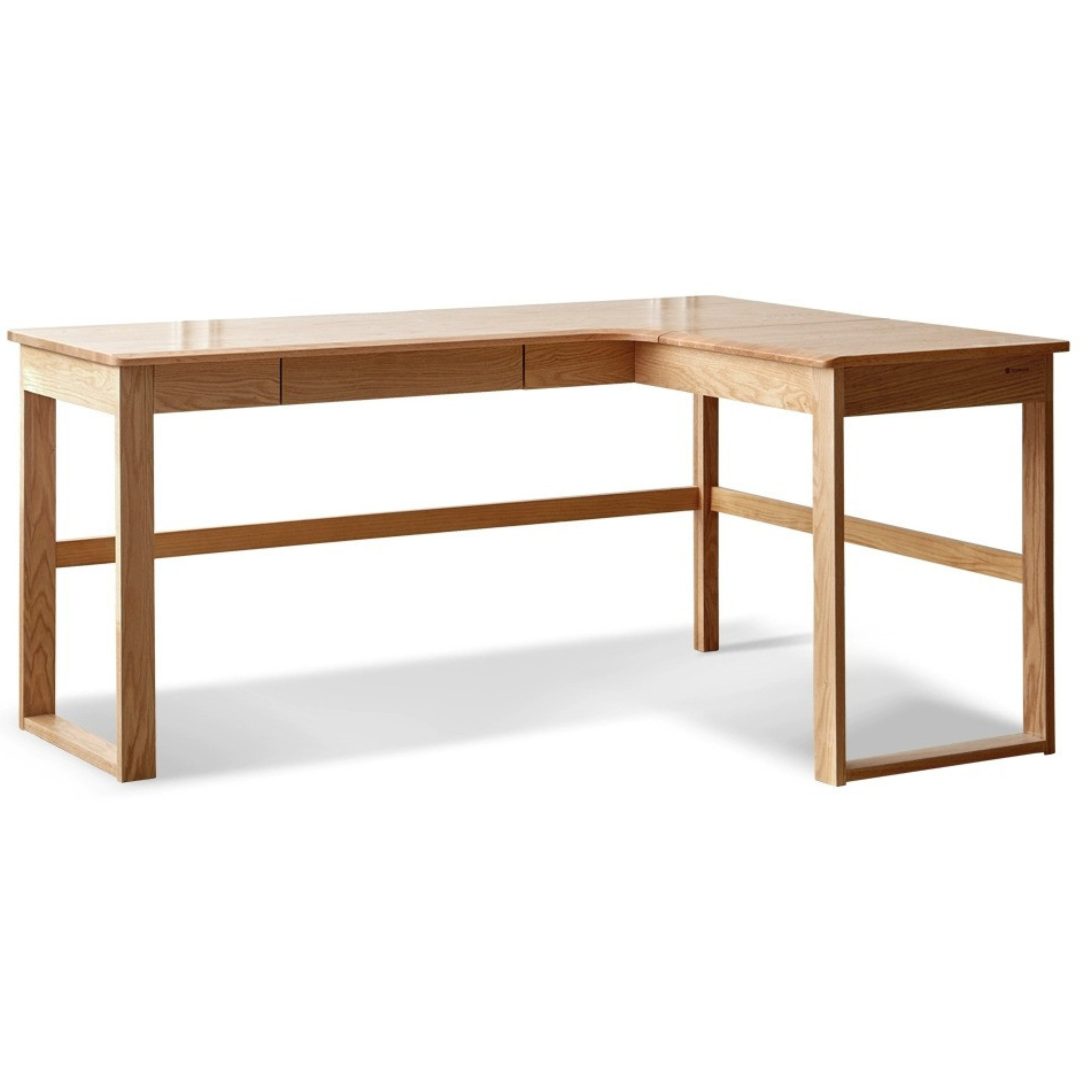 Oak Solid Wood L-shaped Corner Office Desk