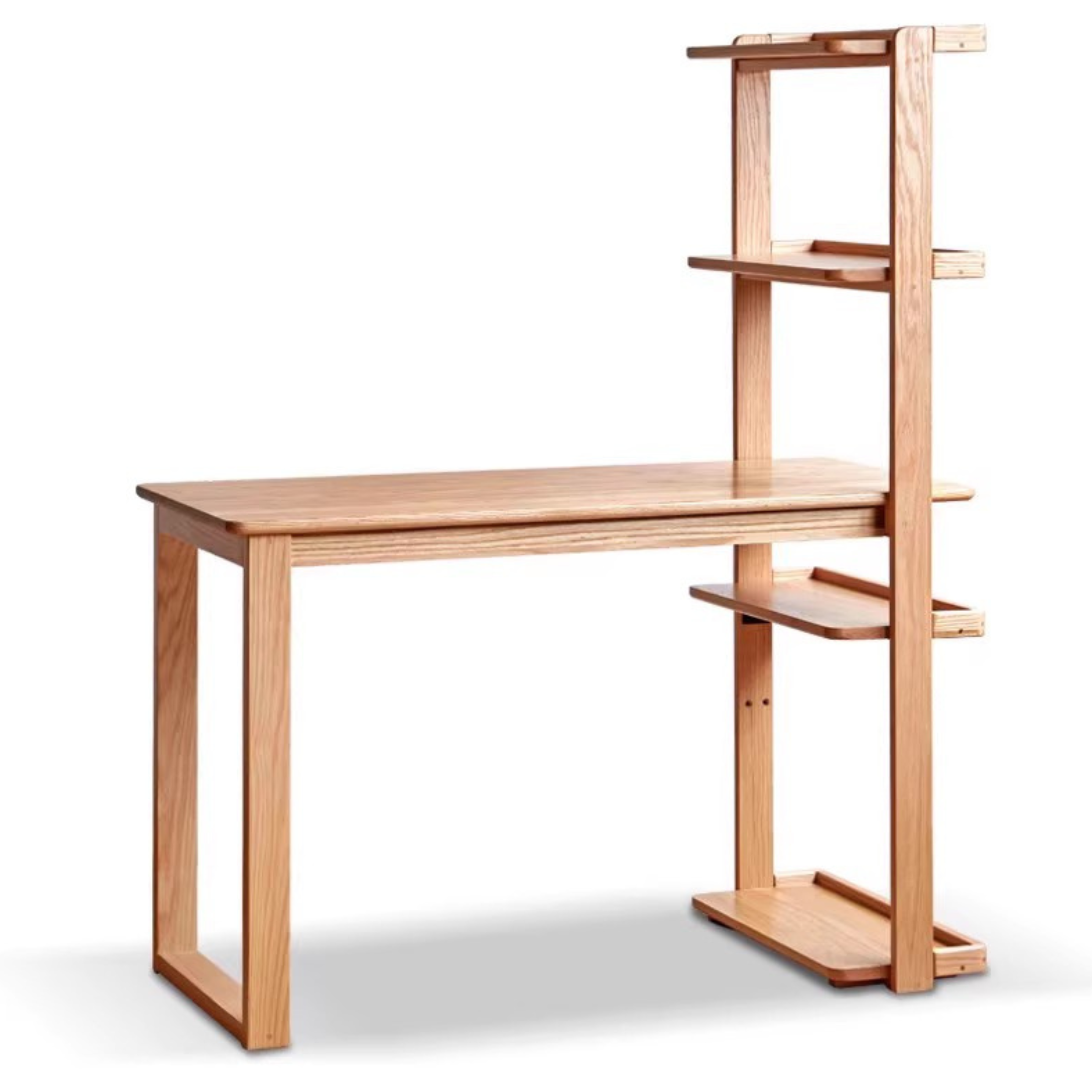 Oak Solid Wood Corner Desk Bookshelf Integrated
