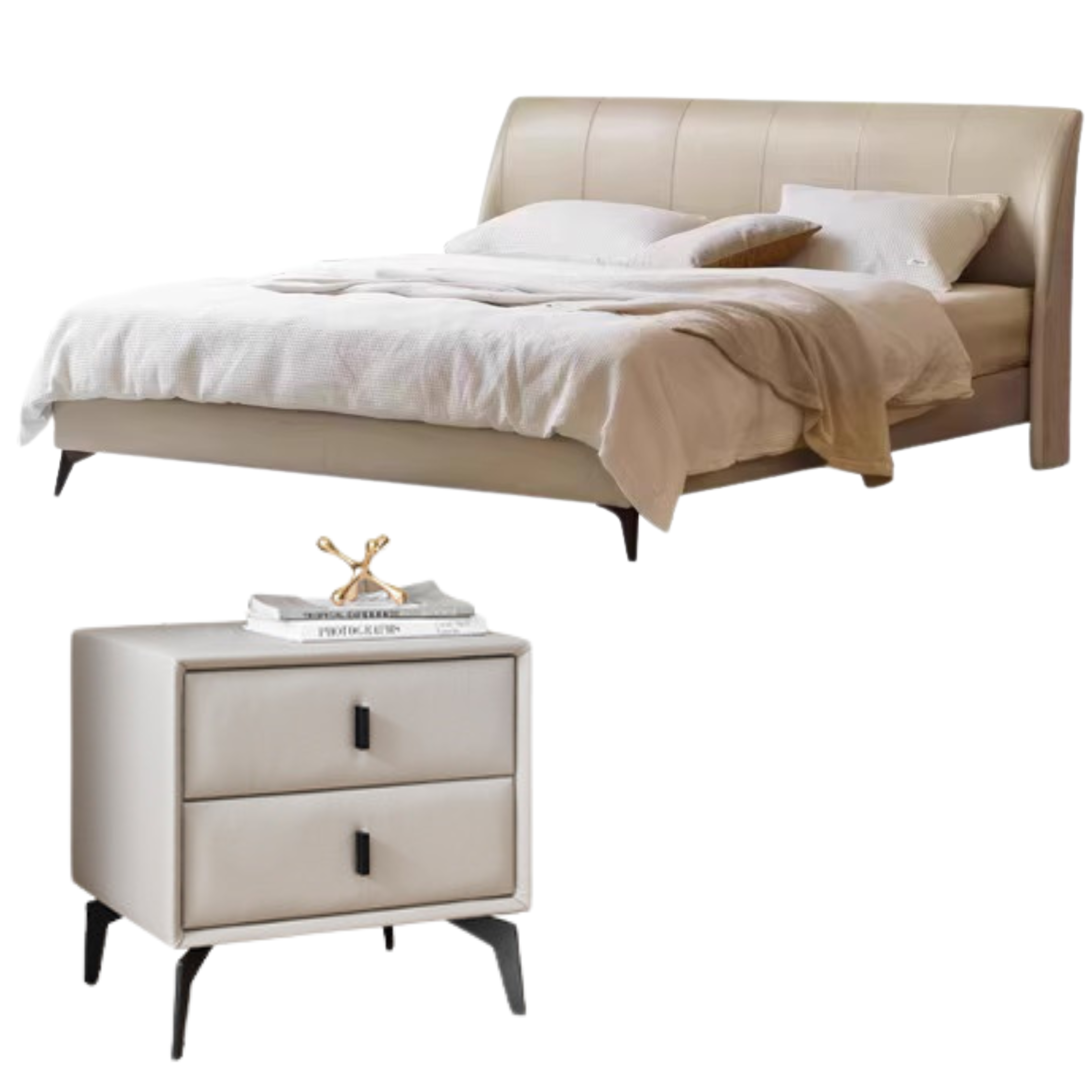 Yellow Cowhide Luxe wood Bed