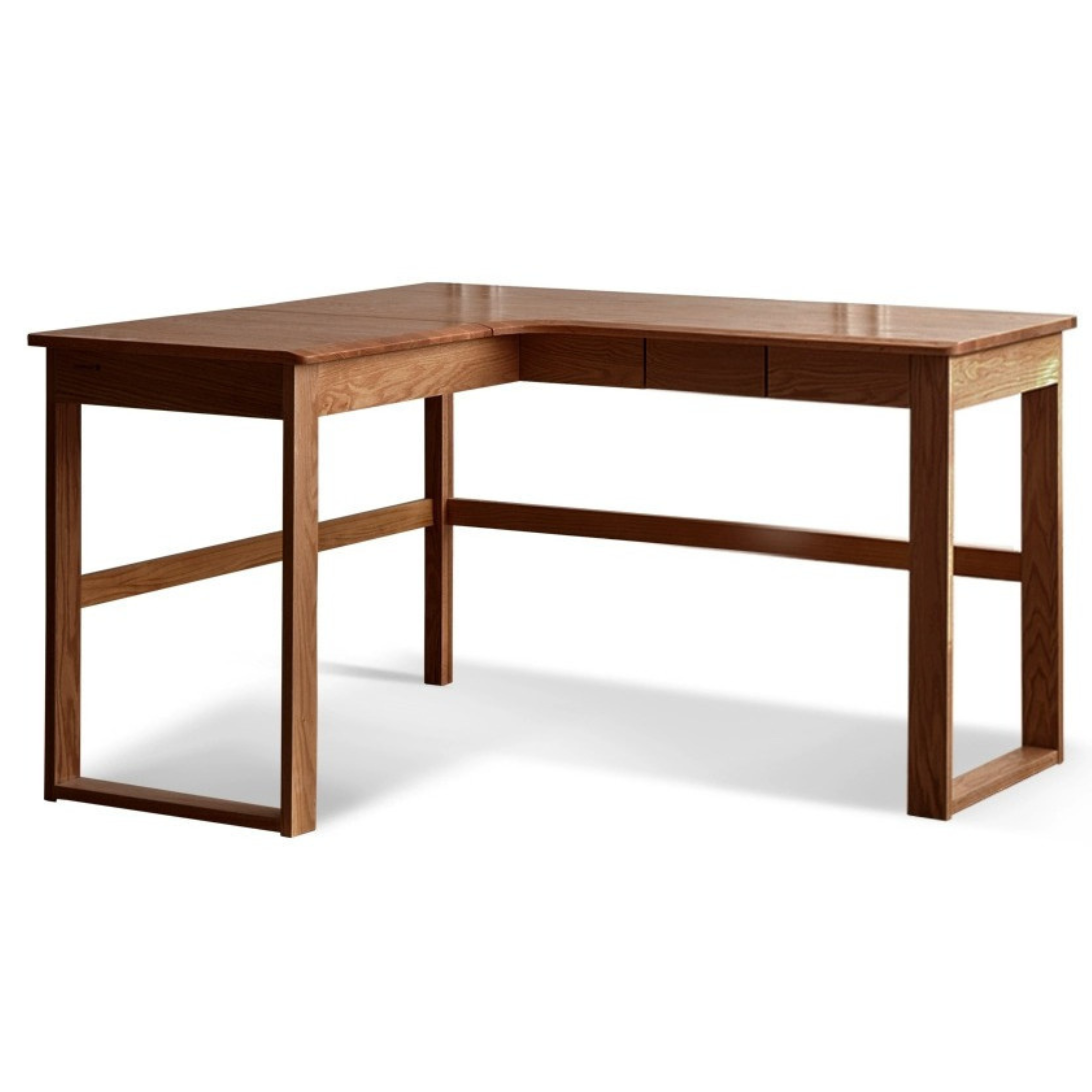 Oak Solid Wood L-shaped Corner Office Desk