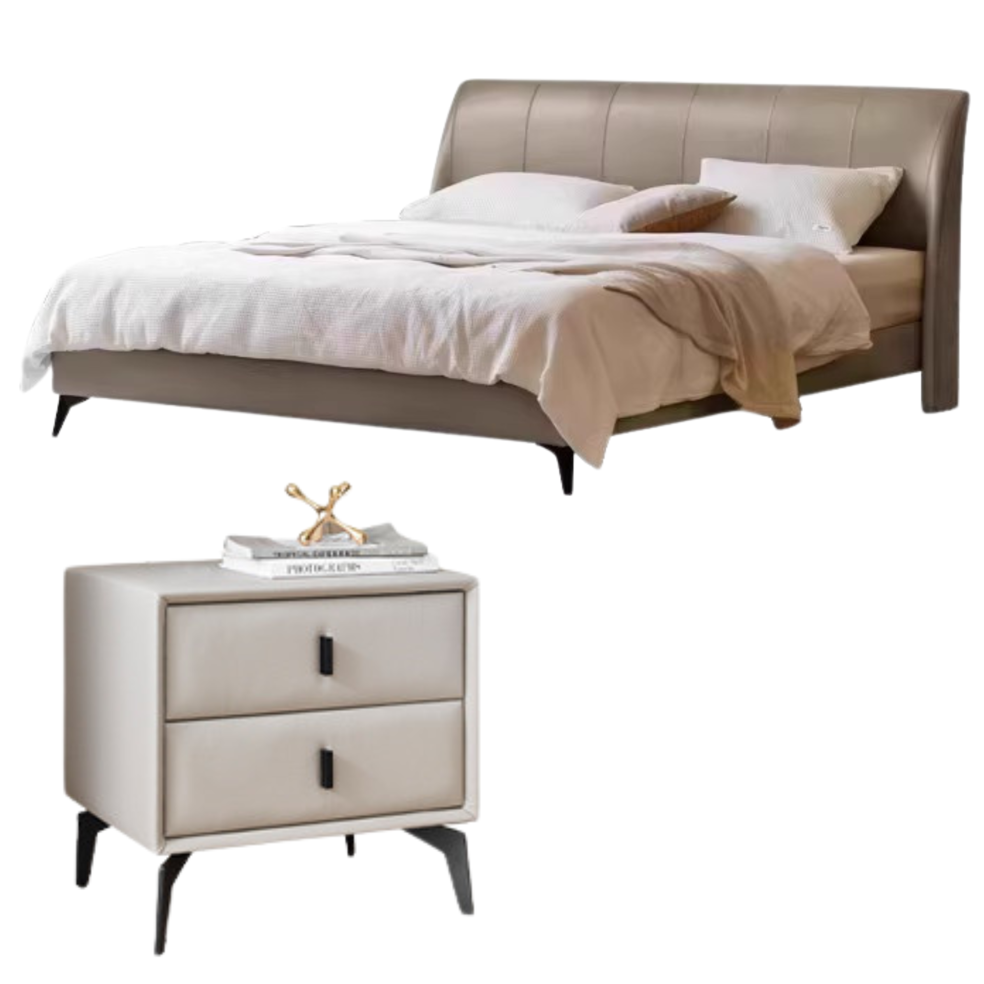Yellow Cowhide Luxe wood Bed