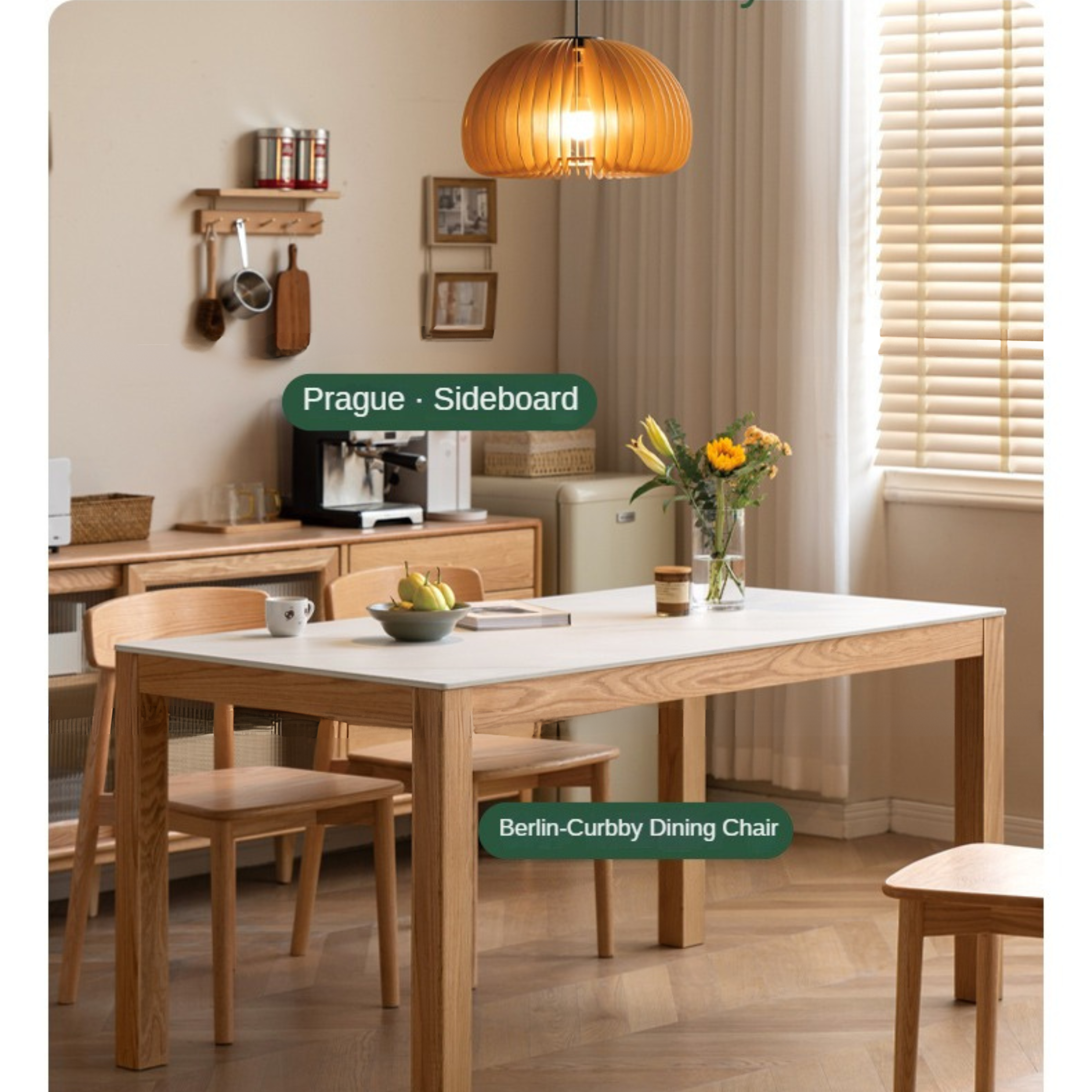 Oak Solid Wood Rectangular Rock Plate Dining Table