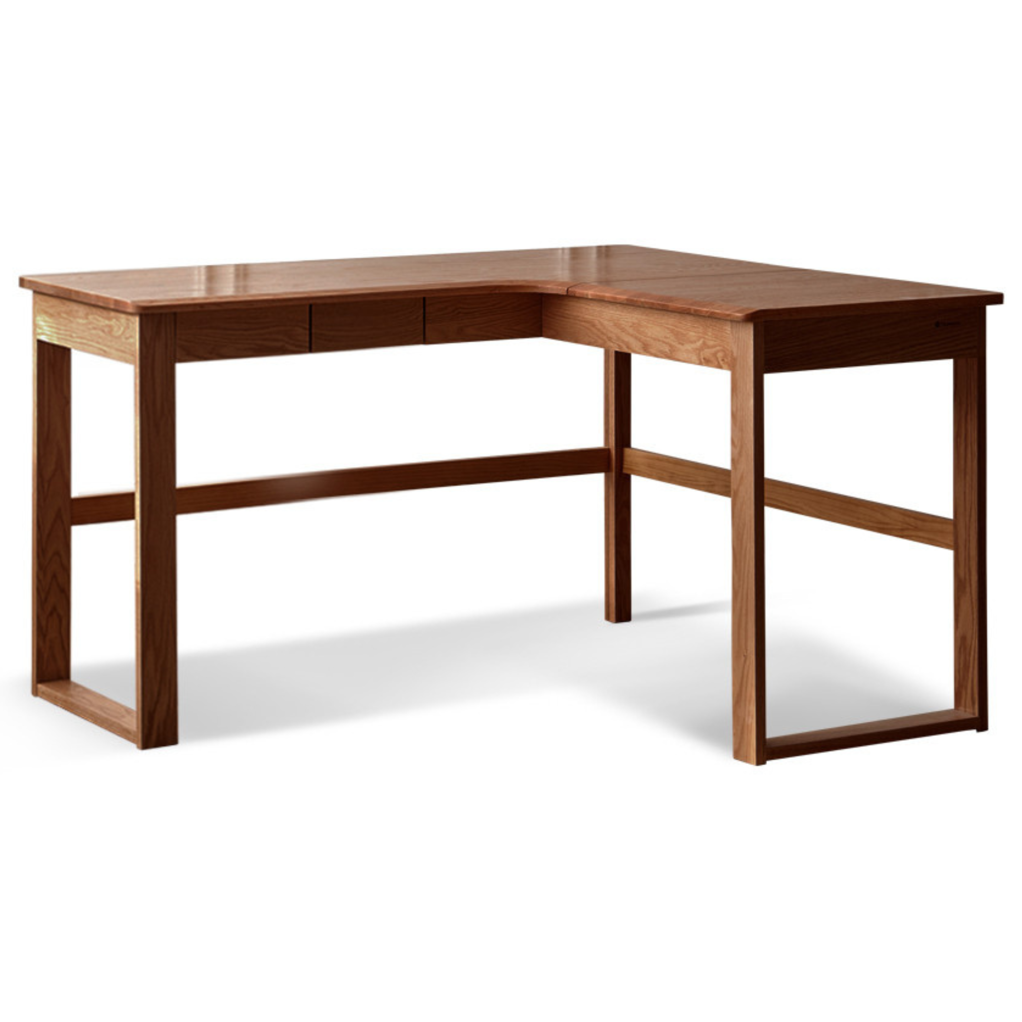 Oak Solid Wood L-shaped Corner Office Desk