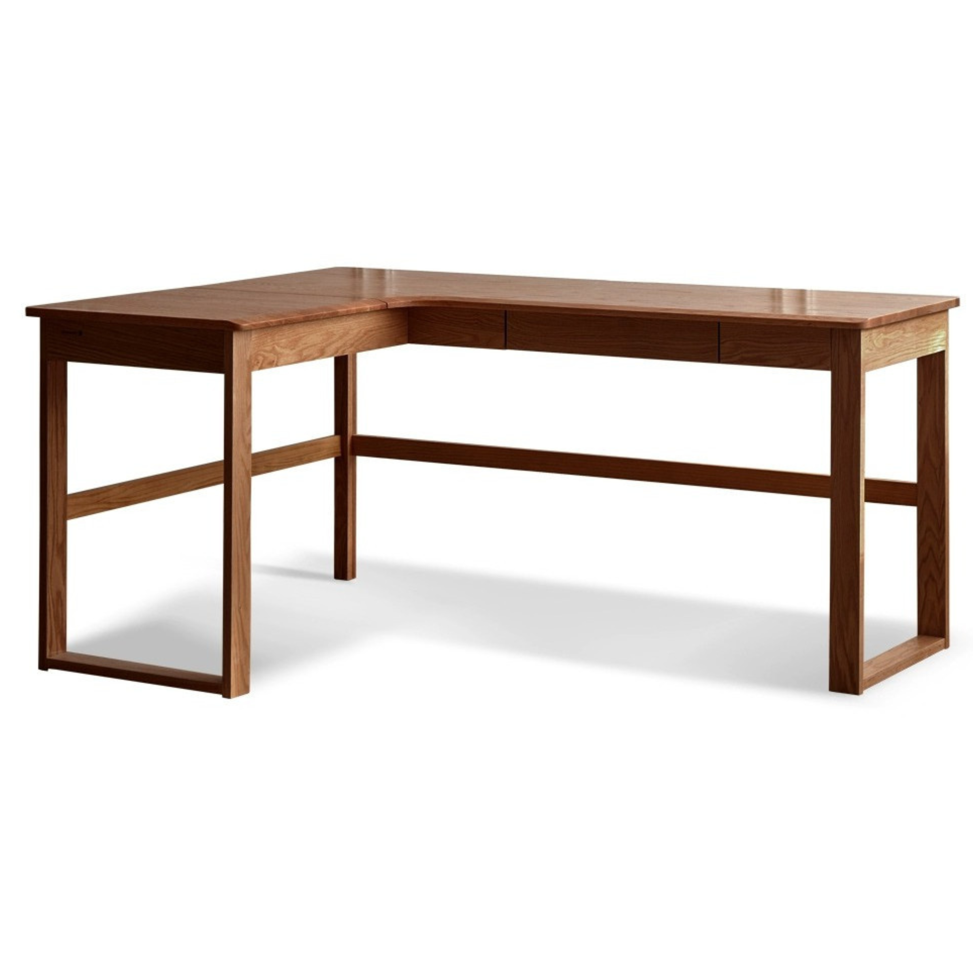 Oak Solid Wood L-shaped Corner Office Desk
