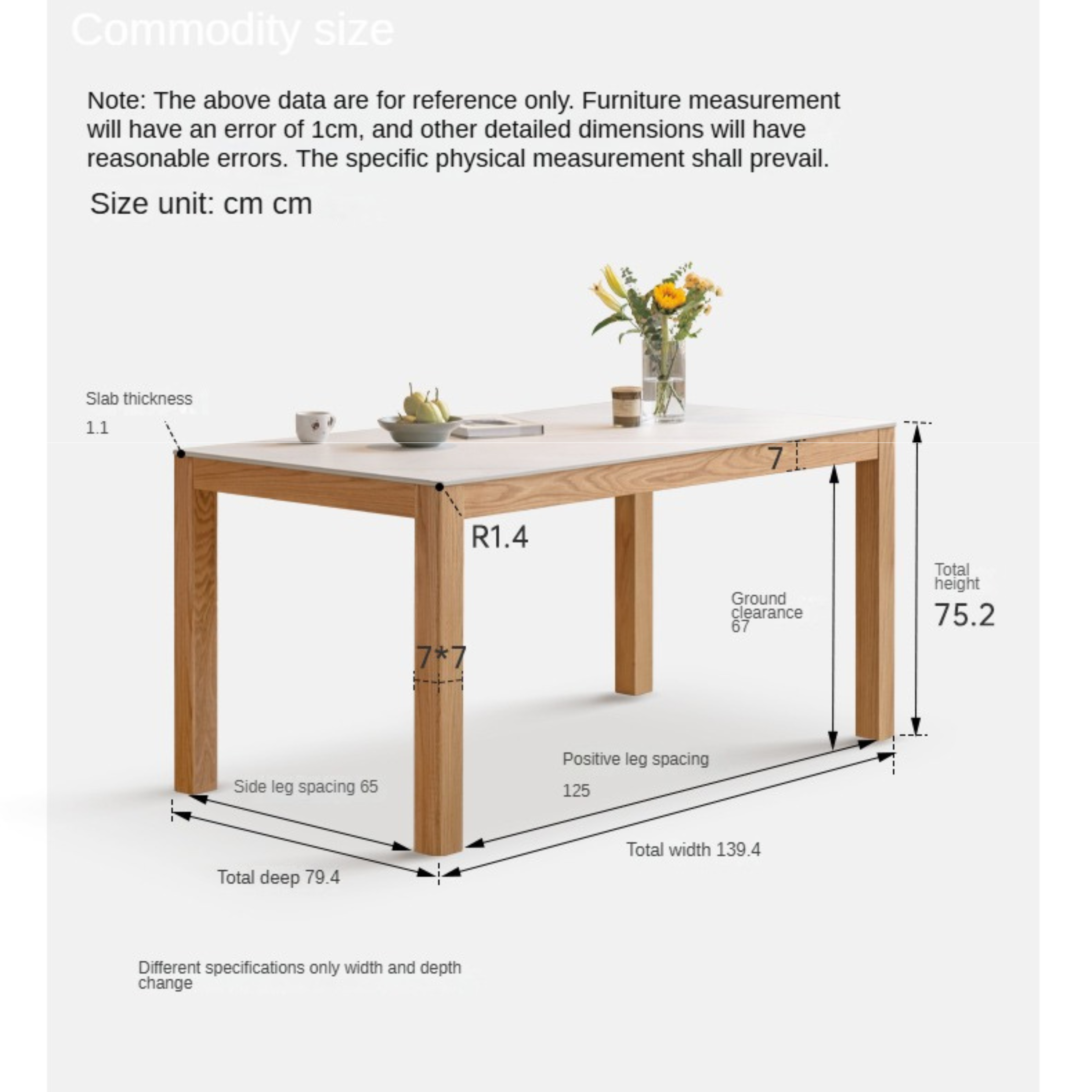 Oak Solid Wood Rectangular Rock Plate Dining Table