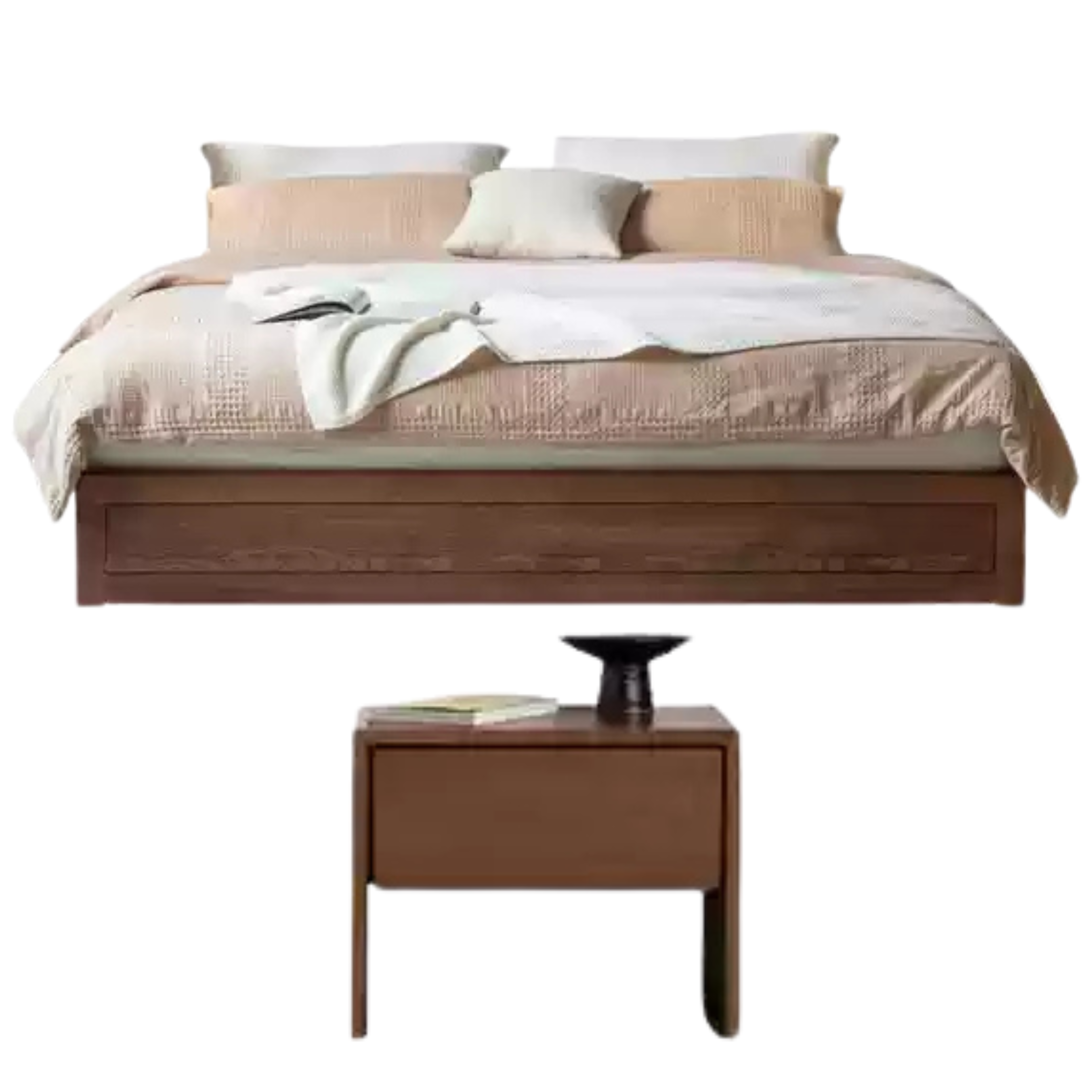 Ash Solid Wood Platform Bed, Headboard-Free Box Bed