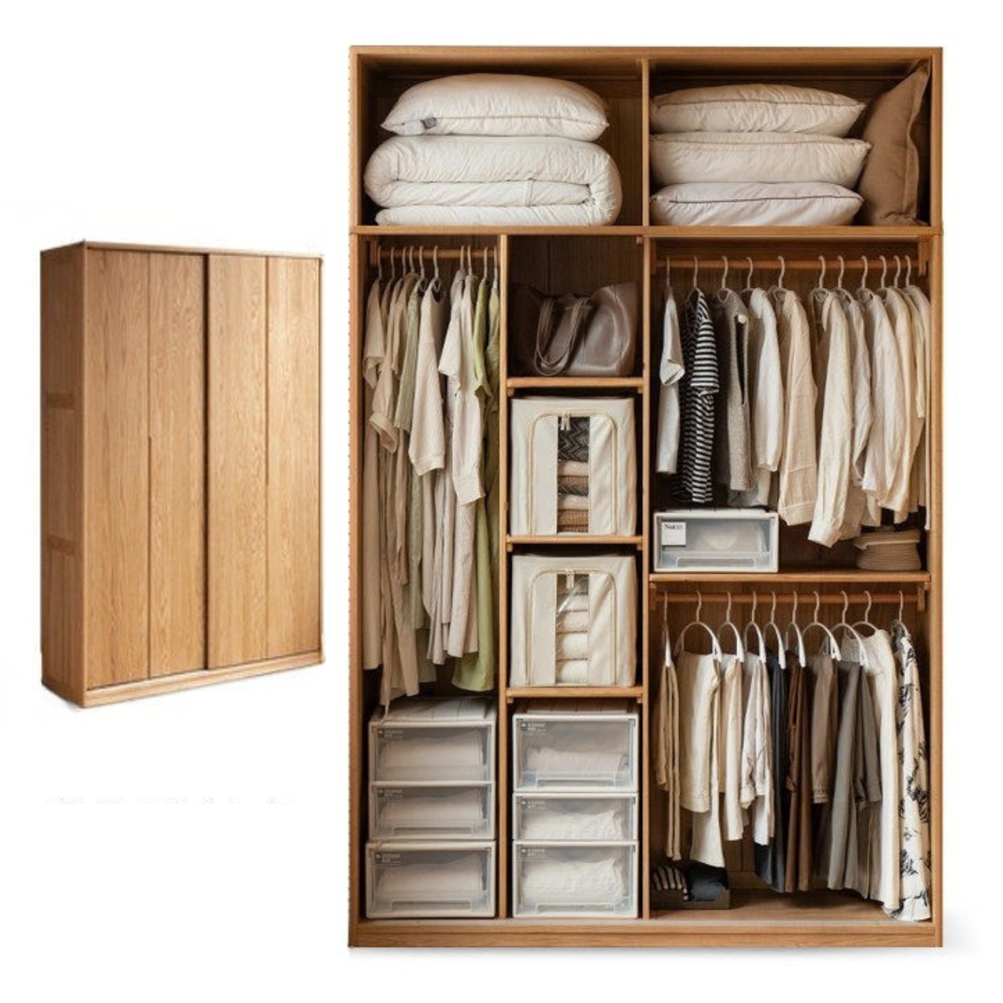 Oak Solid Wood Wardrobe Sliding Door.