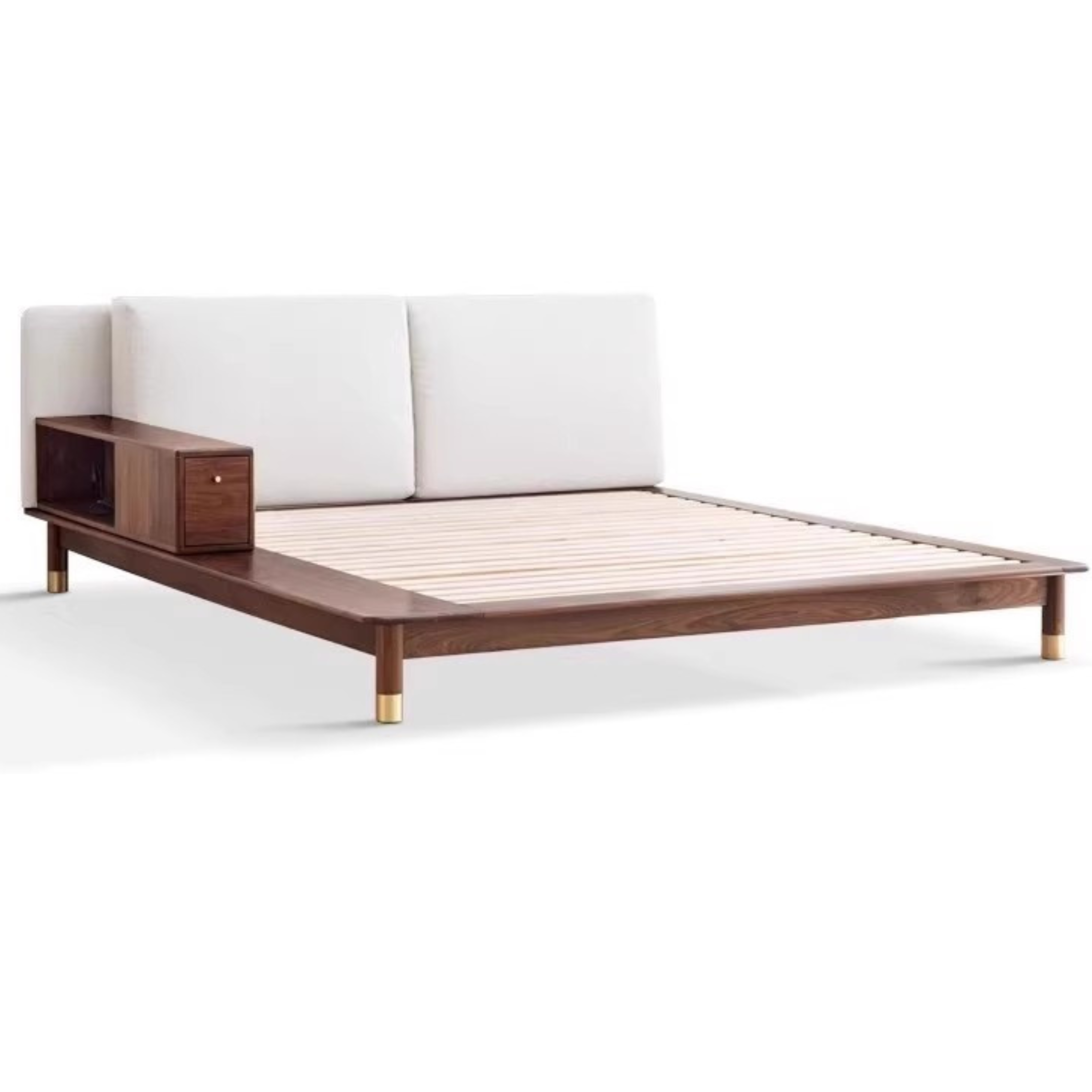 Black walnut solid wood light luxury multifunctional soft bed
