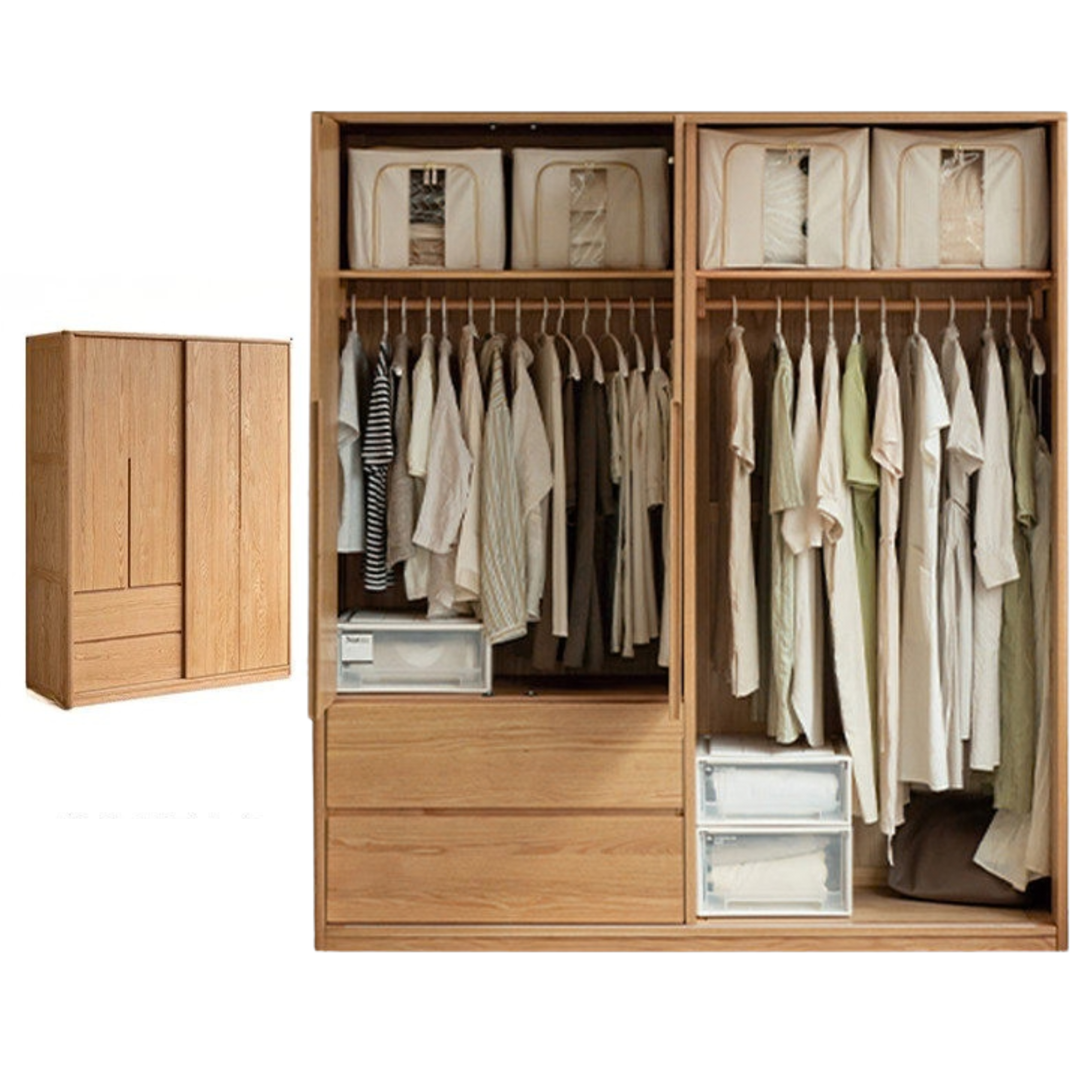 Oak Solid Wood Wardrobe Sliding Door.