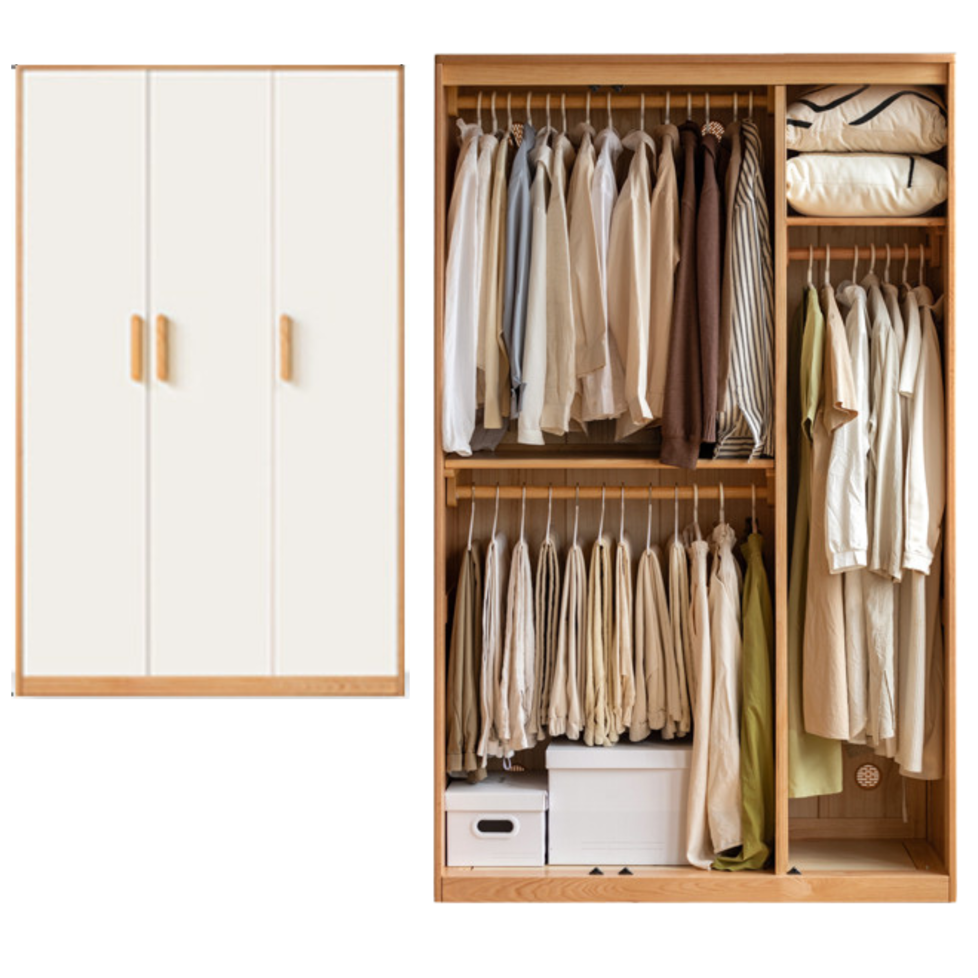 Oak Solid Wood Locker Modern Wardrobe