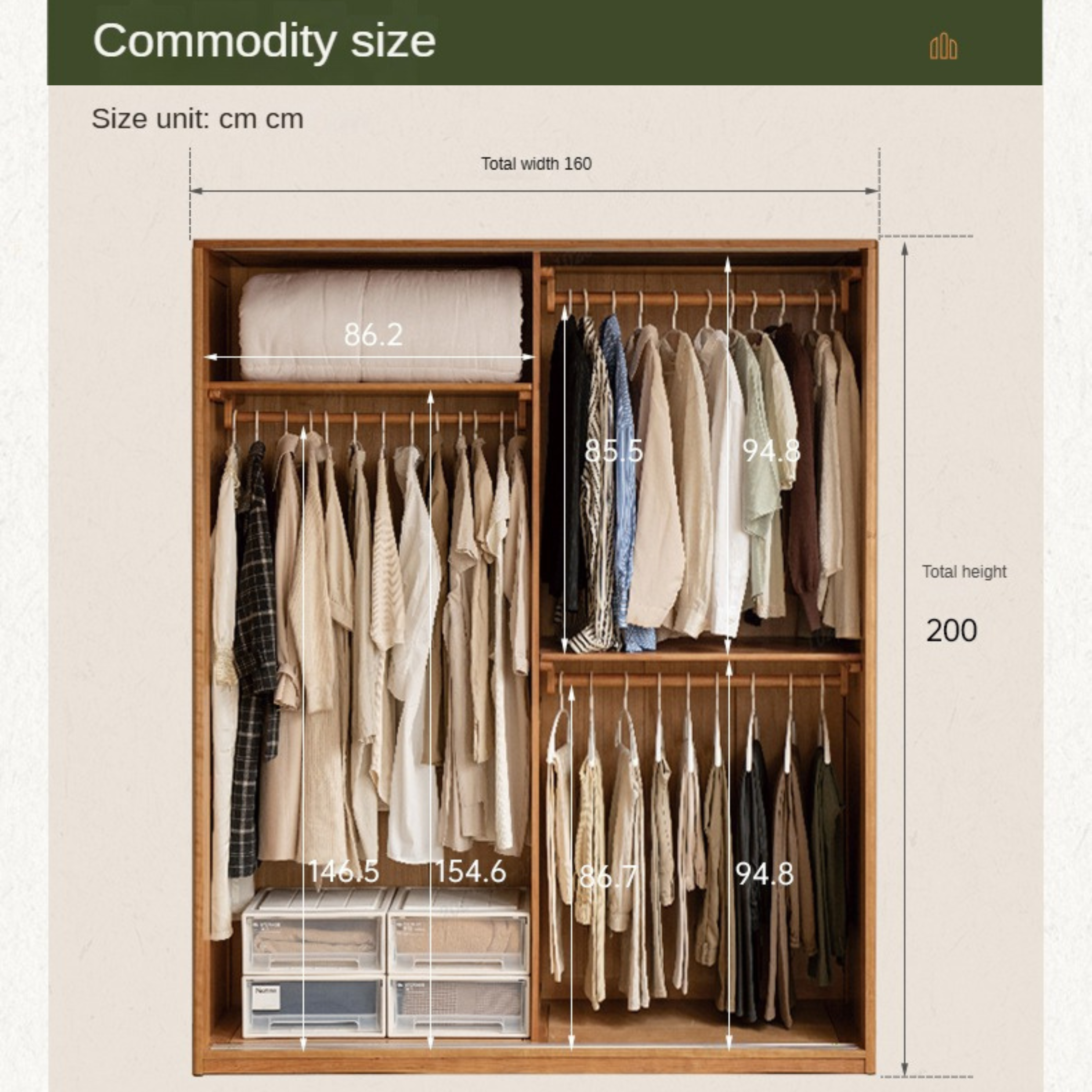 Cherry Solid Wood Retro Sliding Door Wardrobe