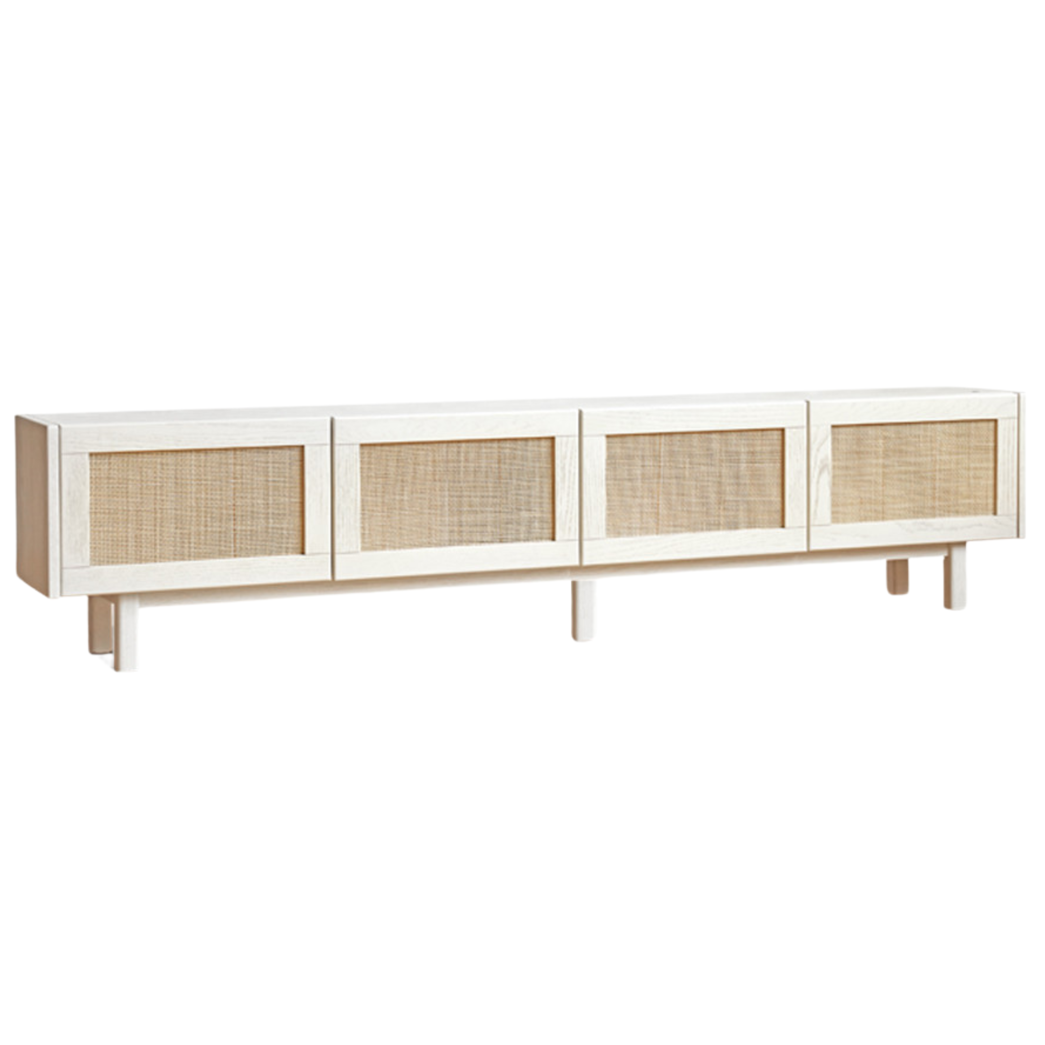 Oak Solid Wood Rattan Suspended TV Cabinet