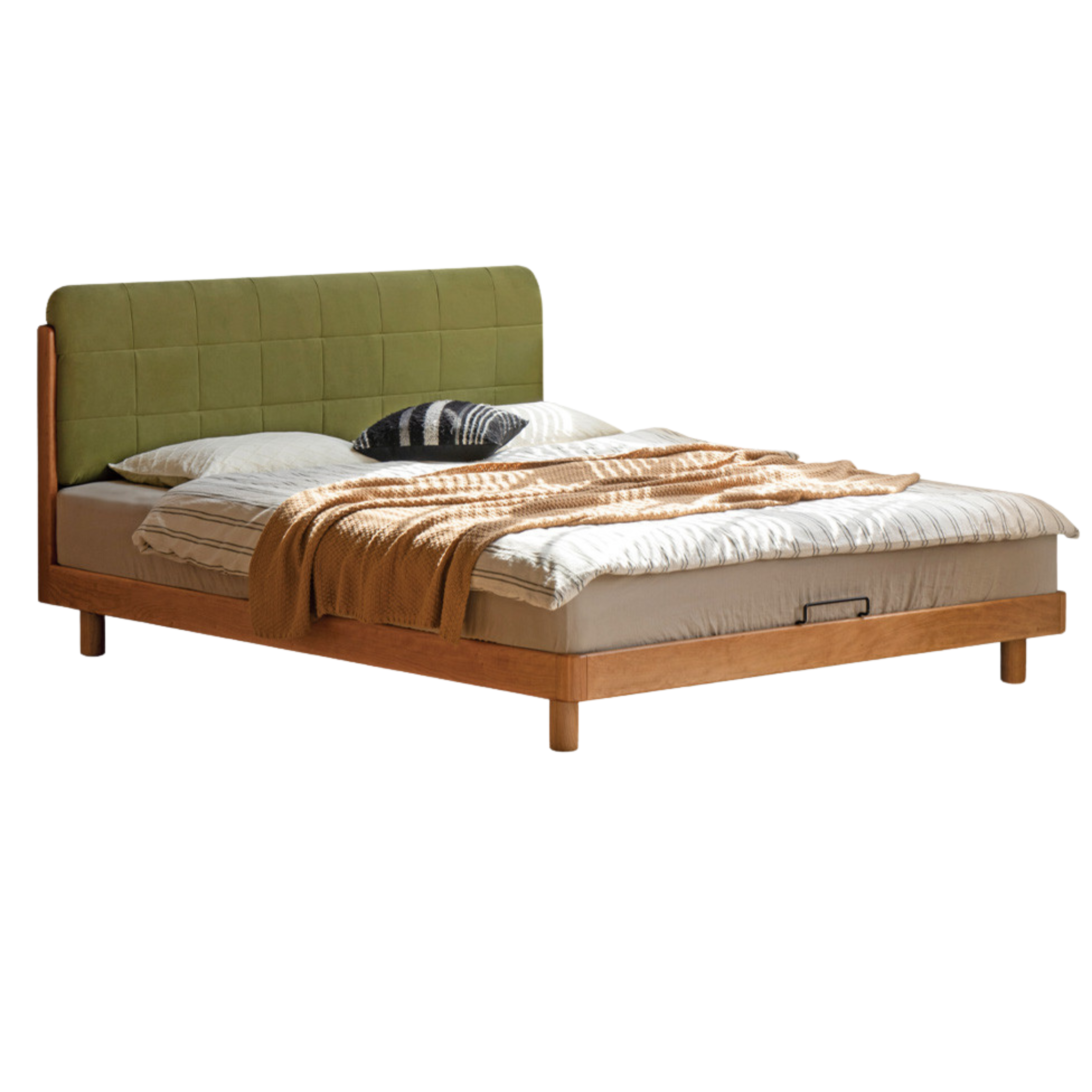 Cherry Solid Wood fabric Soft Bed