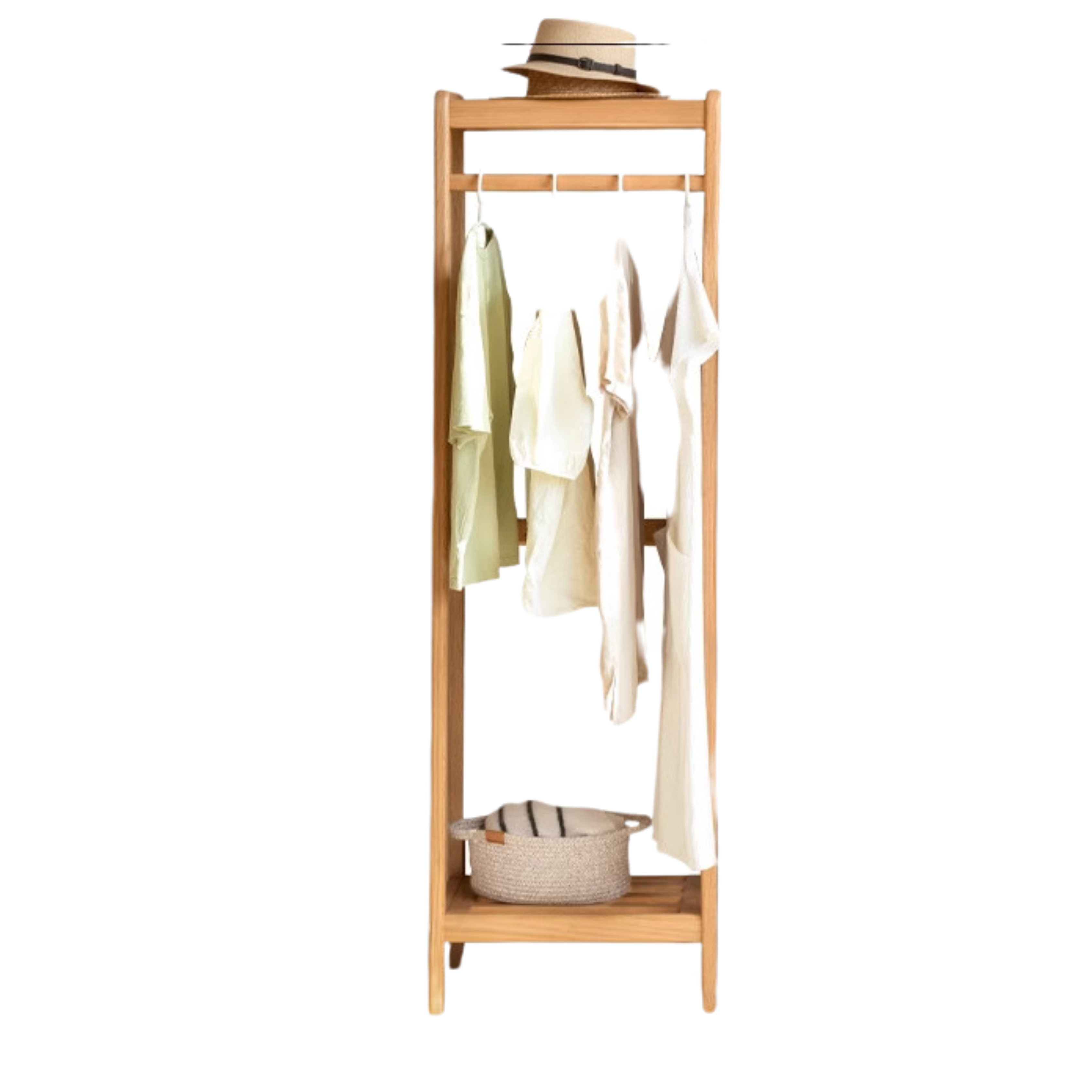 Oak, Ash solid wood hanger for small bedroom floor standing storage rack