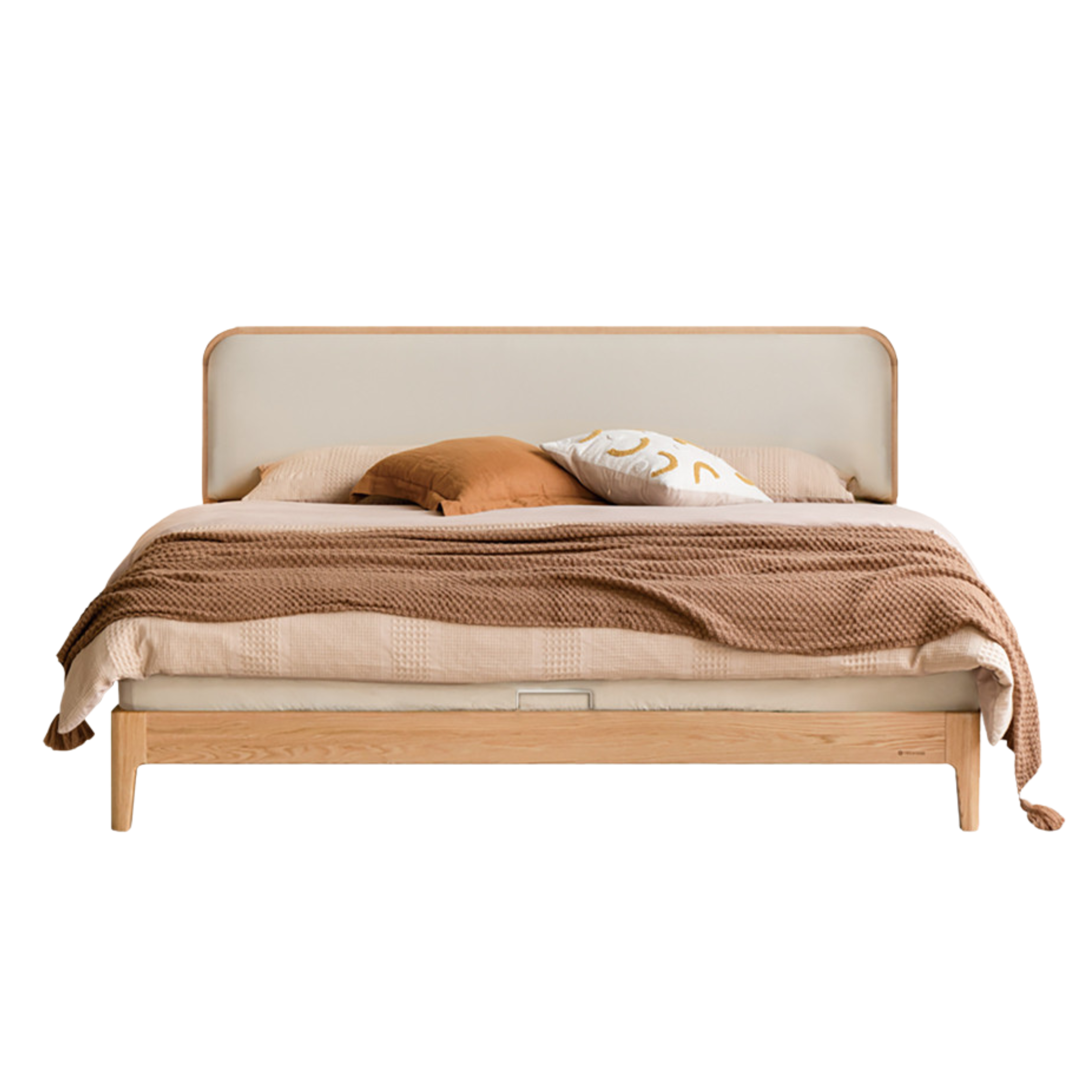 Oak Solid Wood Bed Technology Fabric,suede