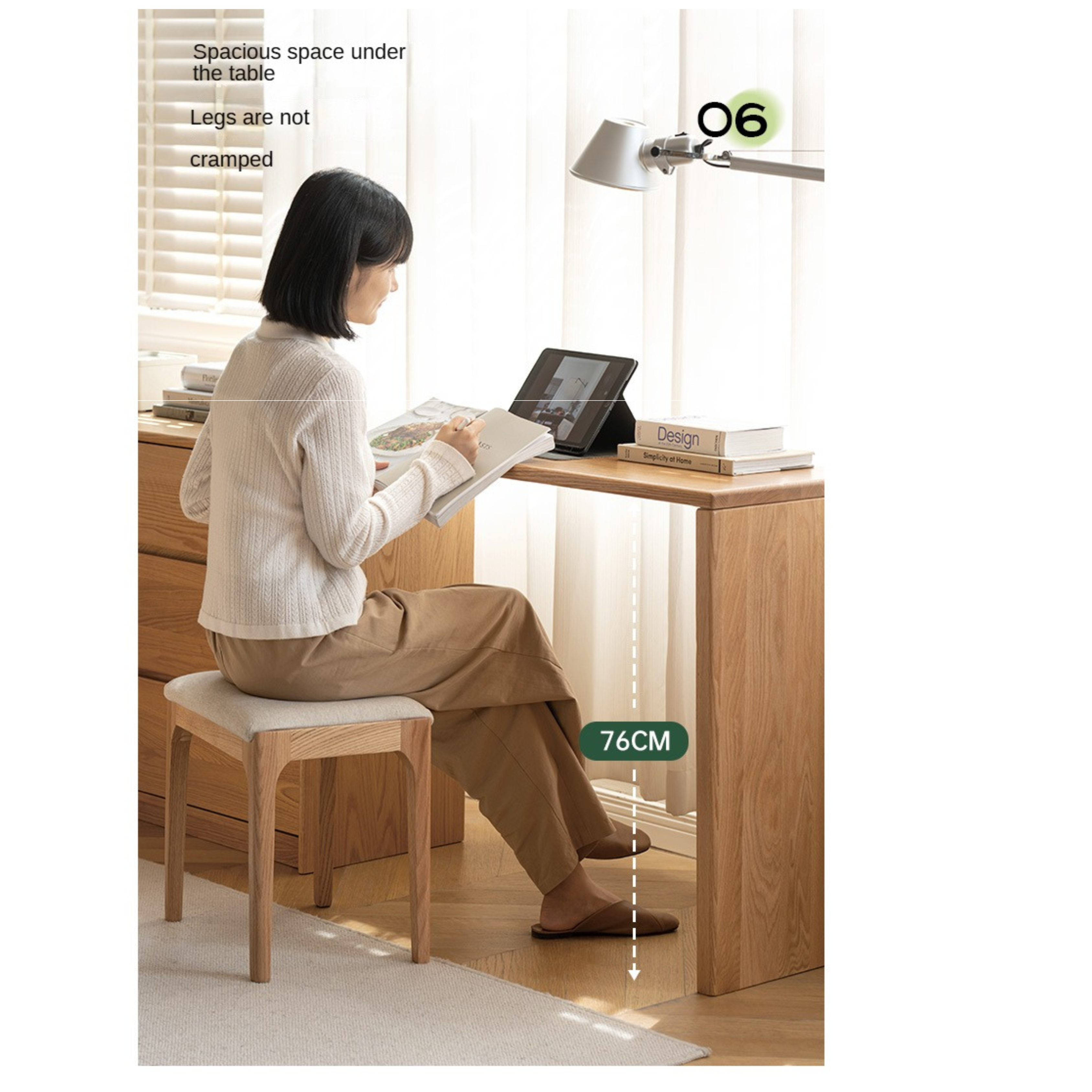 Oak Solid Wood Dressing Table L-Shaped Corner