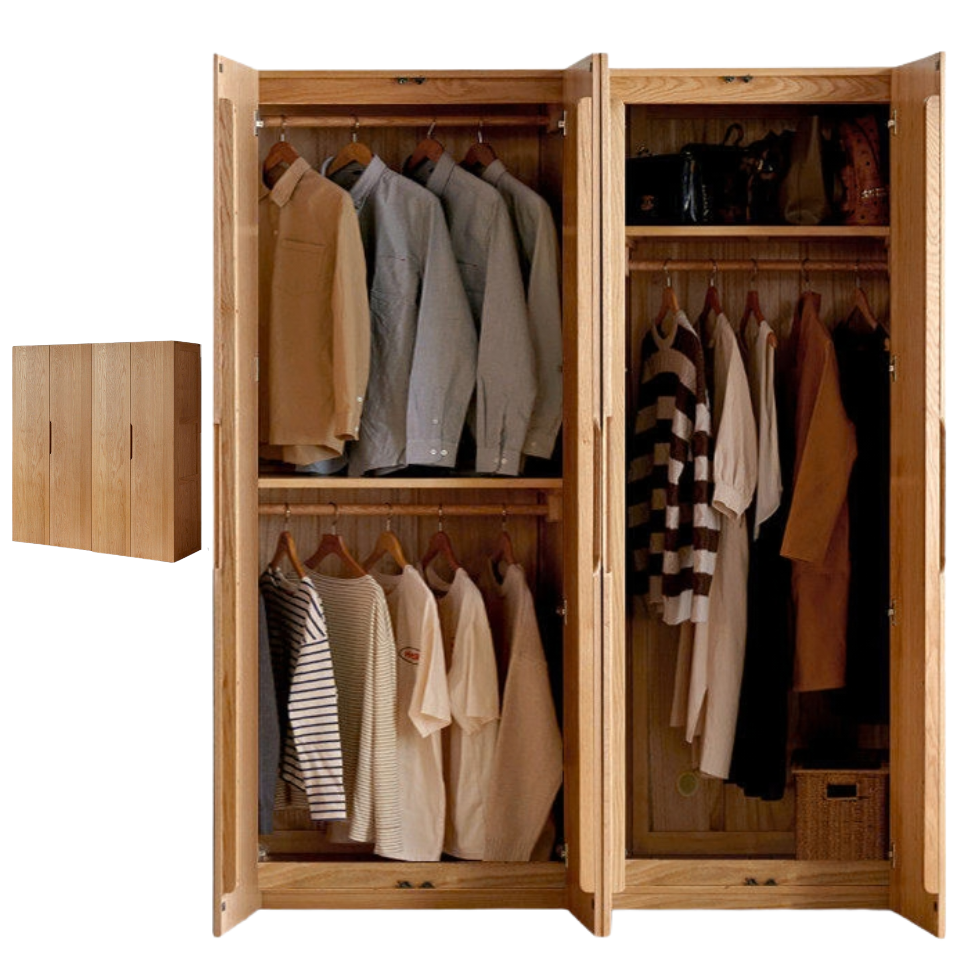 Oak Solid Wood Nordic Wardrobe.