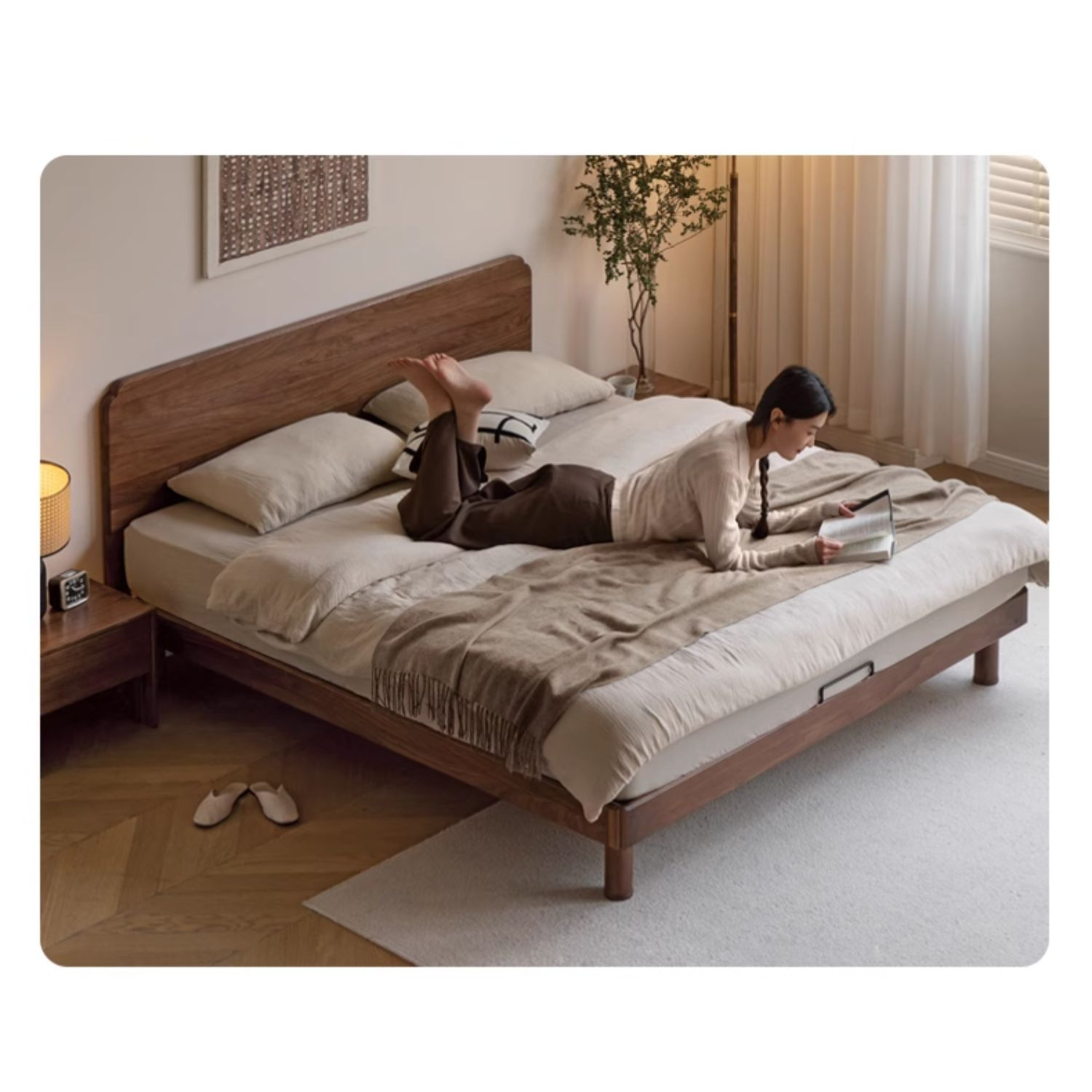 North American black walnut solid wood bed