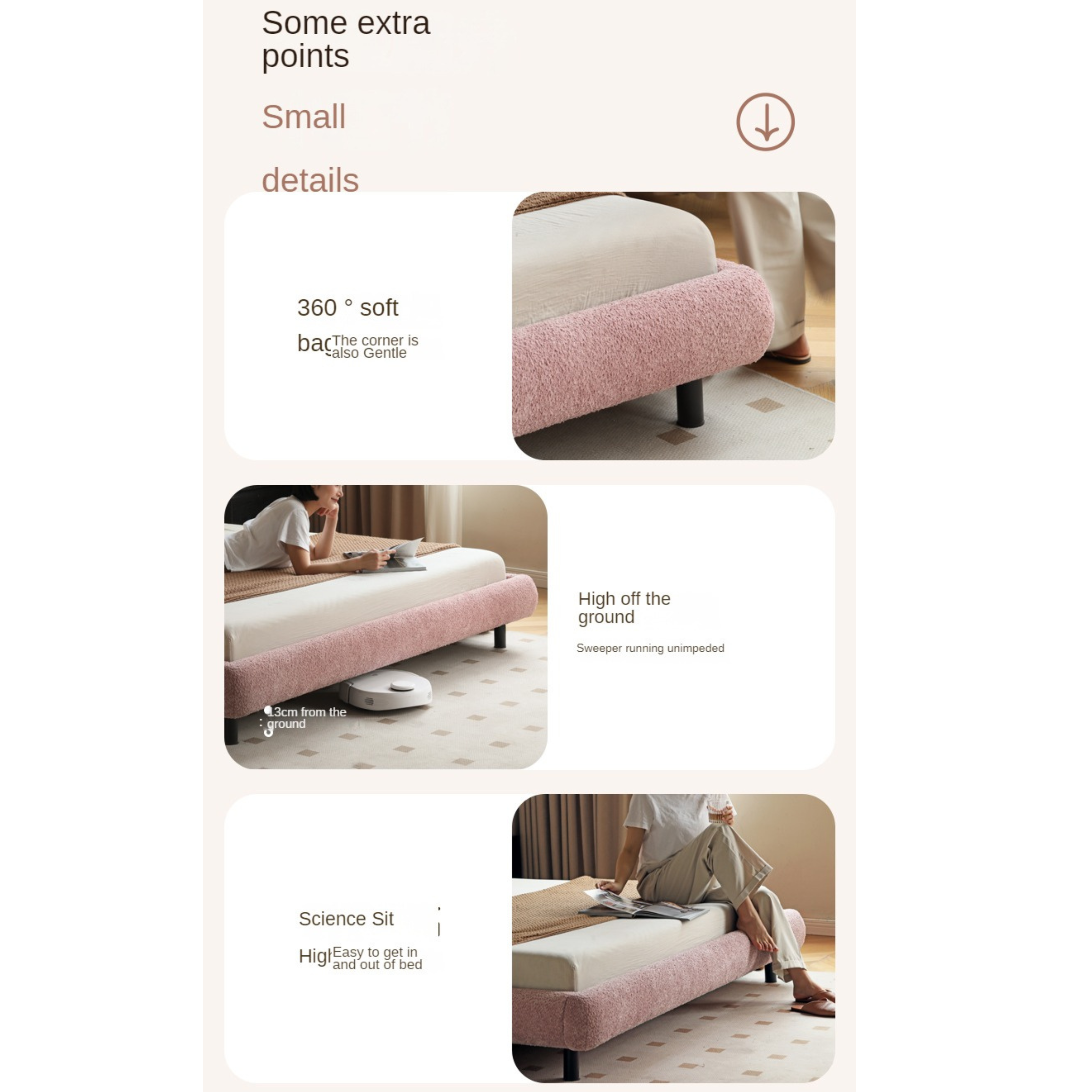 Pink Fabric light luxury big bed