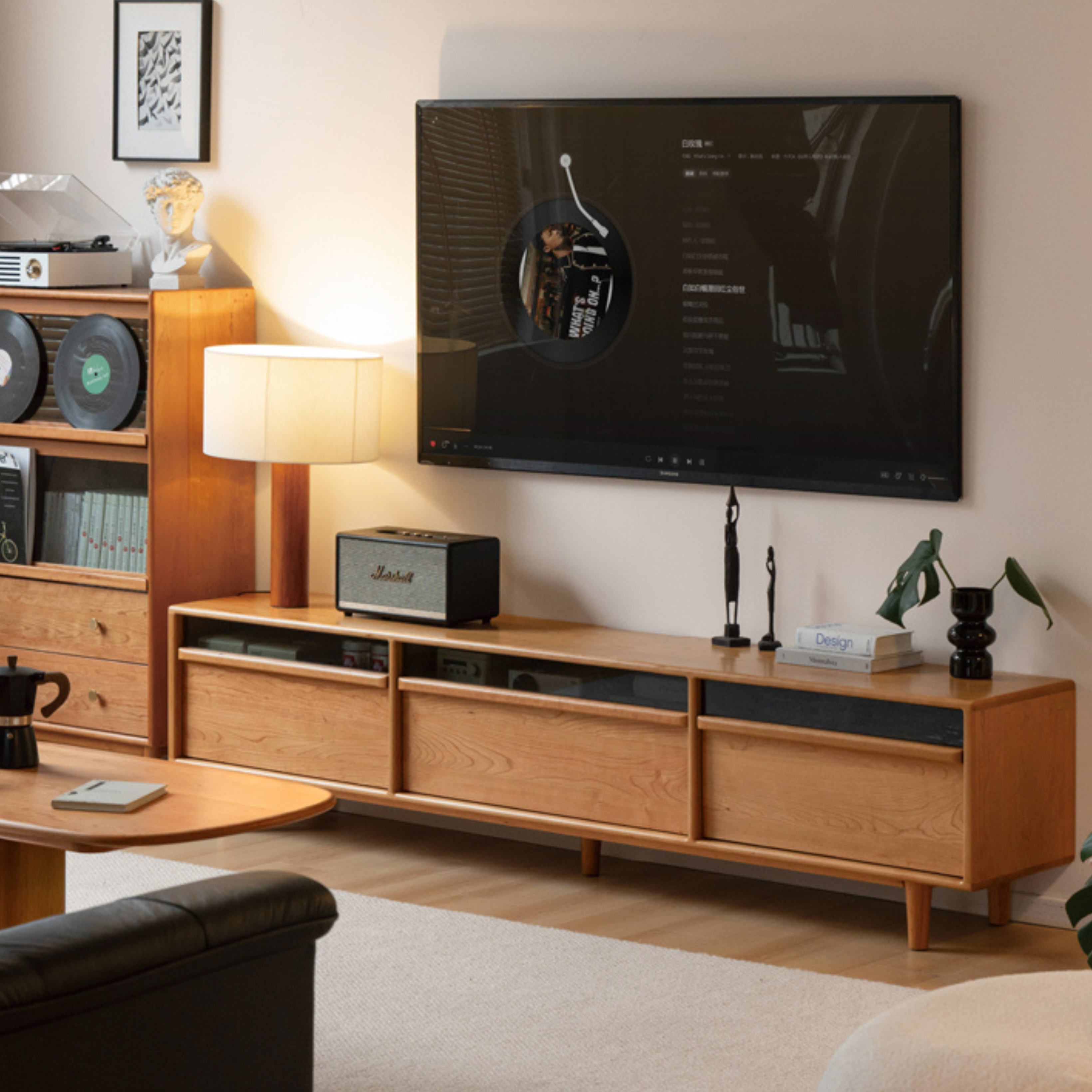 Cherry Solid Wood TV Cabinet