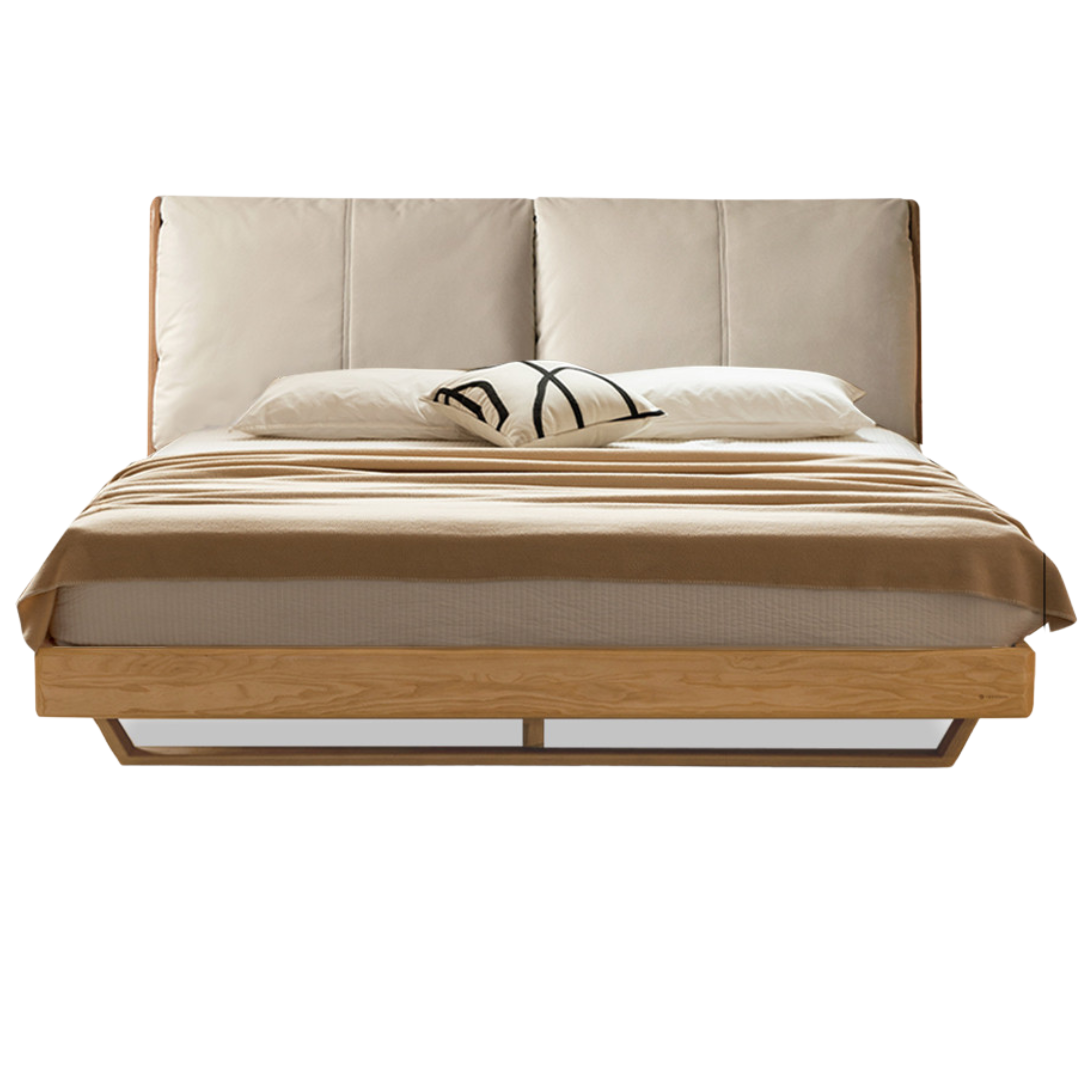 Oak, Ash Solid Wood Leather Soft Bed Italian Light Luxury