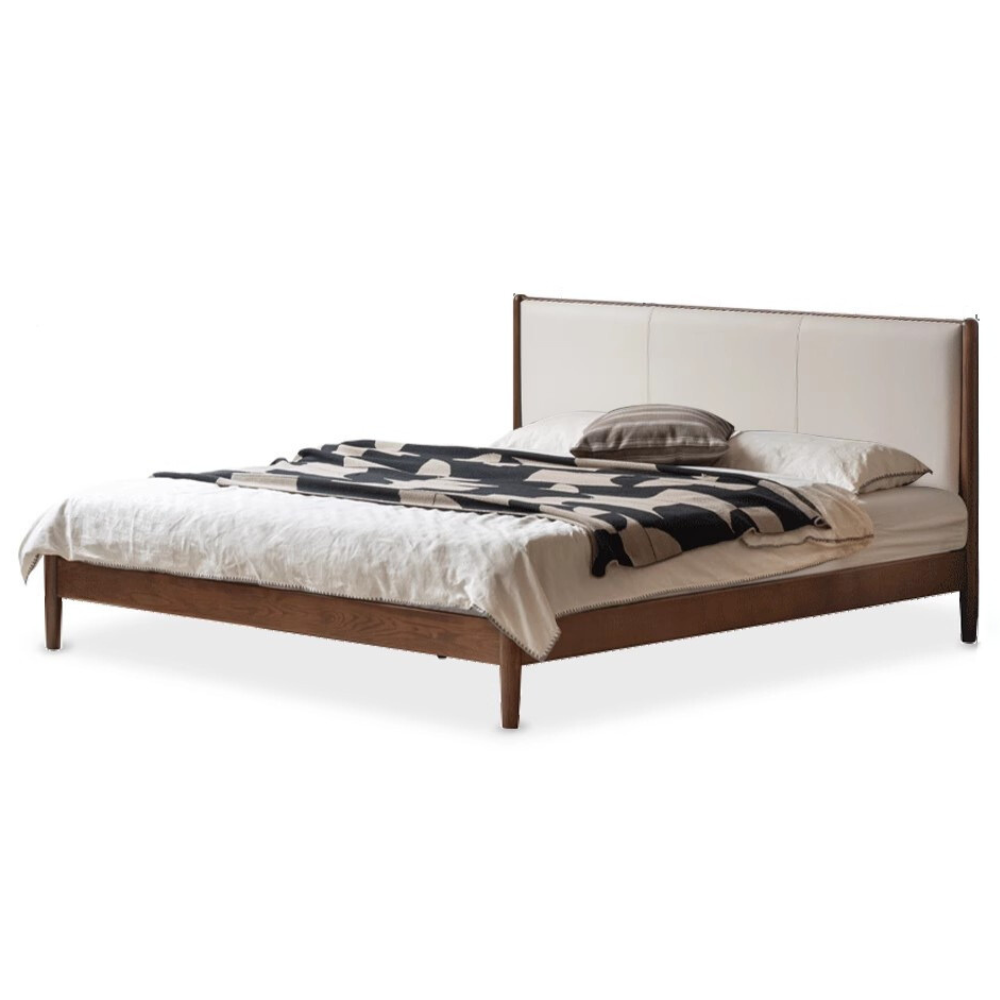 Oak Solid Wood Leather Soft Bed Italian Light Luxury
