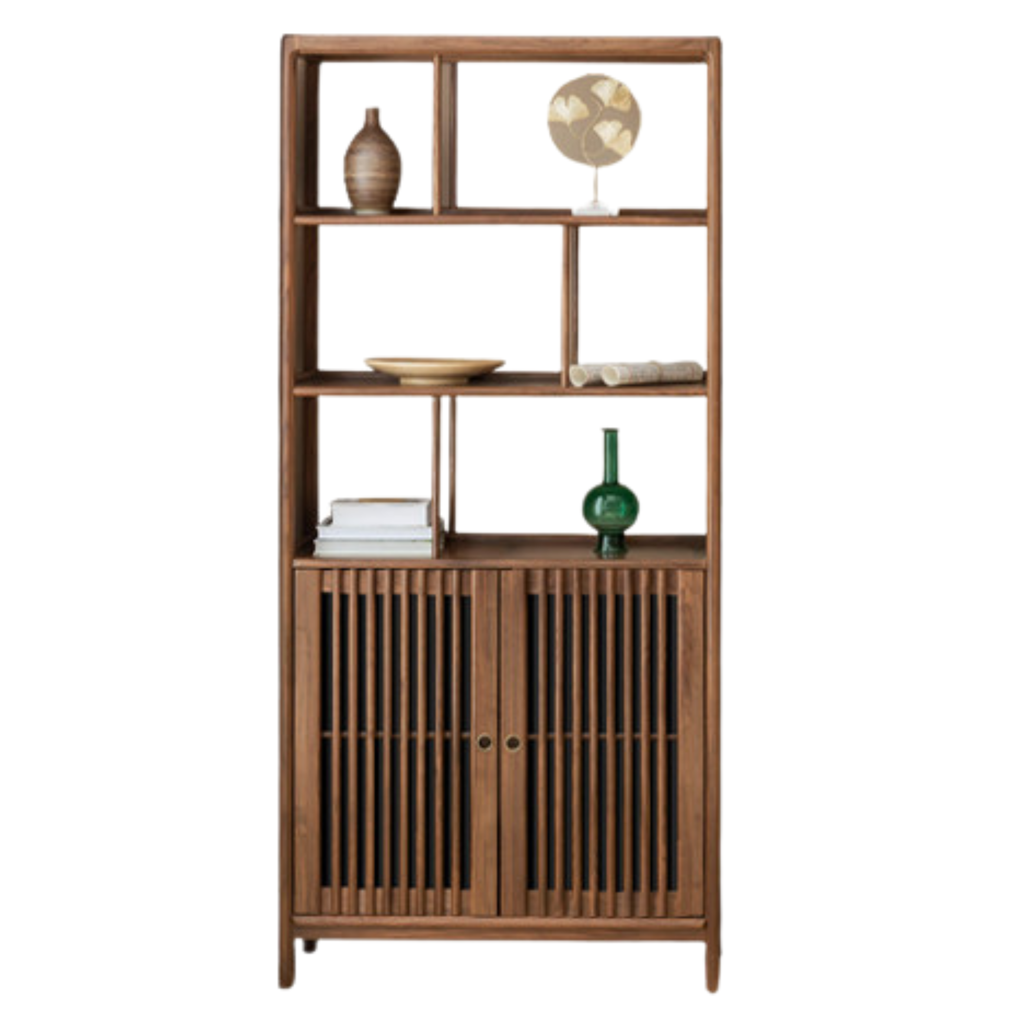 Black Walnut, Ash Solid Wood Bookshelf Combined Bookcase Display Cabinet Wall Shelf