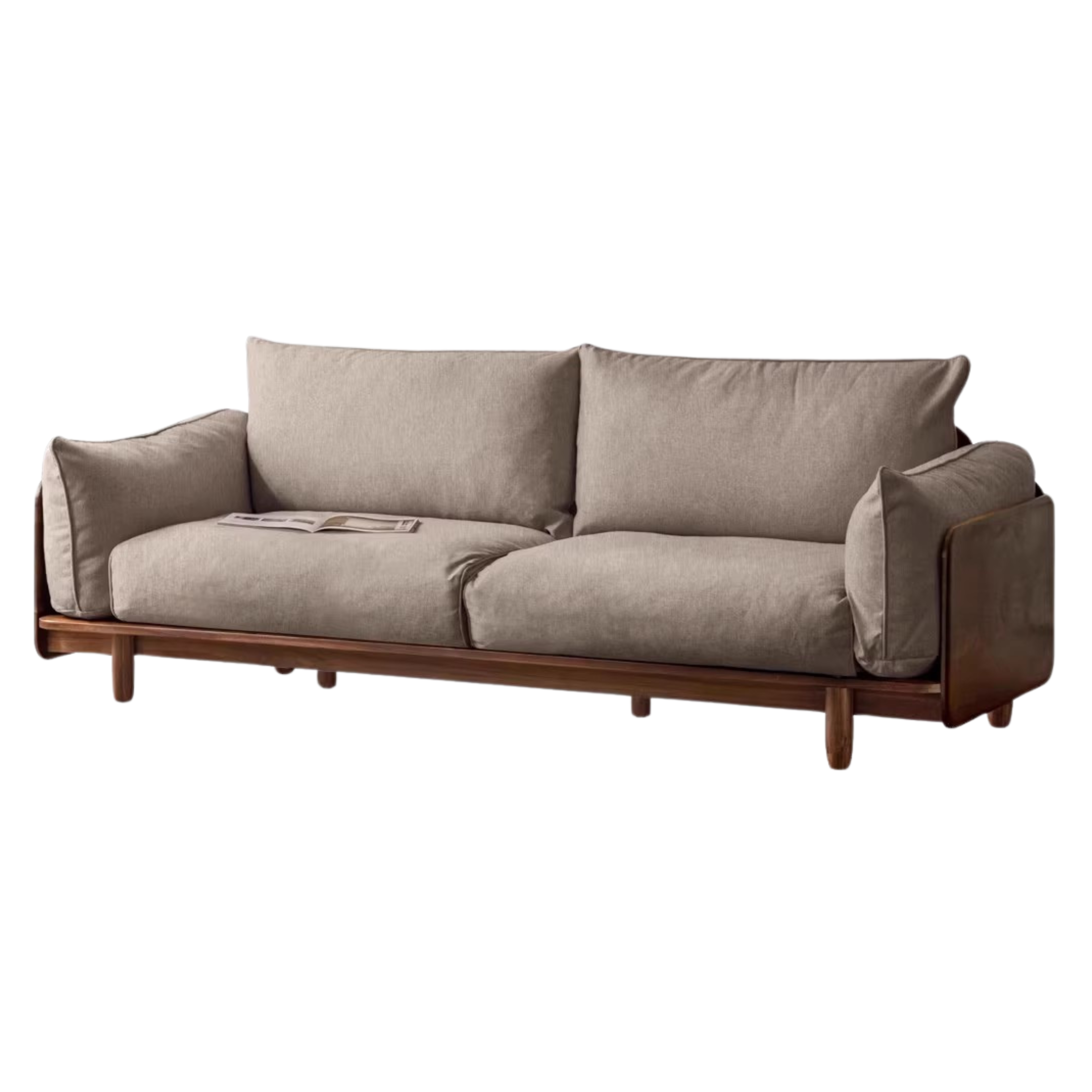 Black walnut solid wood Genuine leather sofa, fabric sofa: