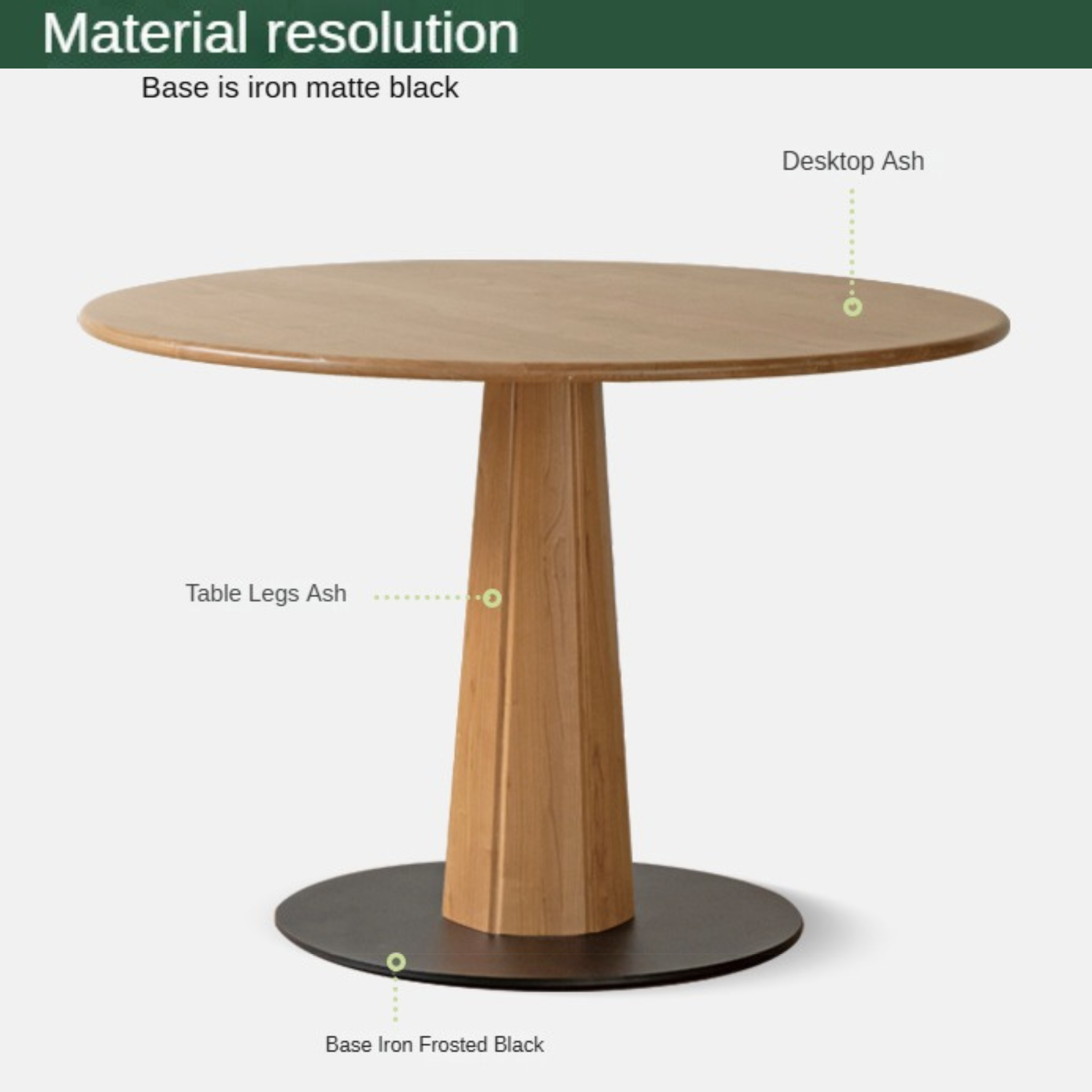 Ash Solid Wood Nordic Dining Round Table