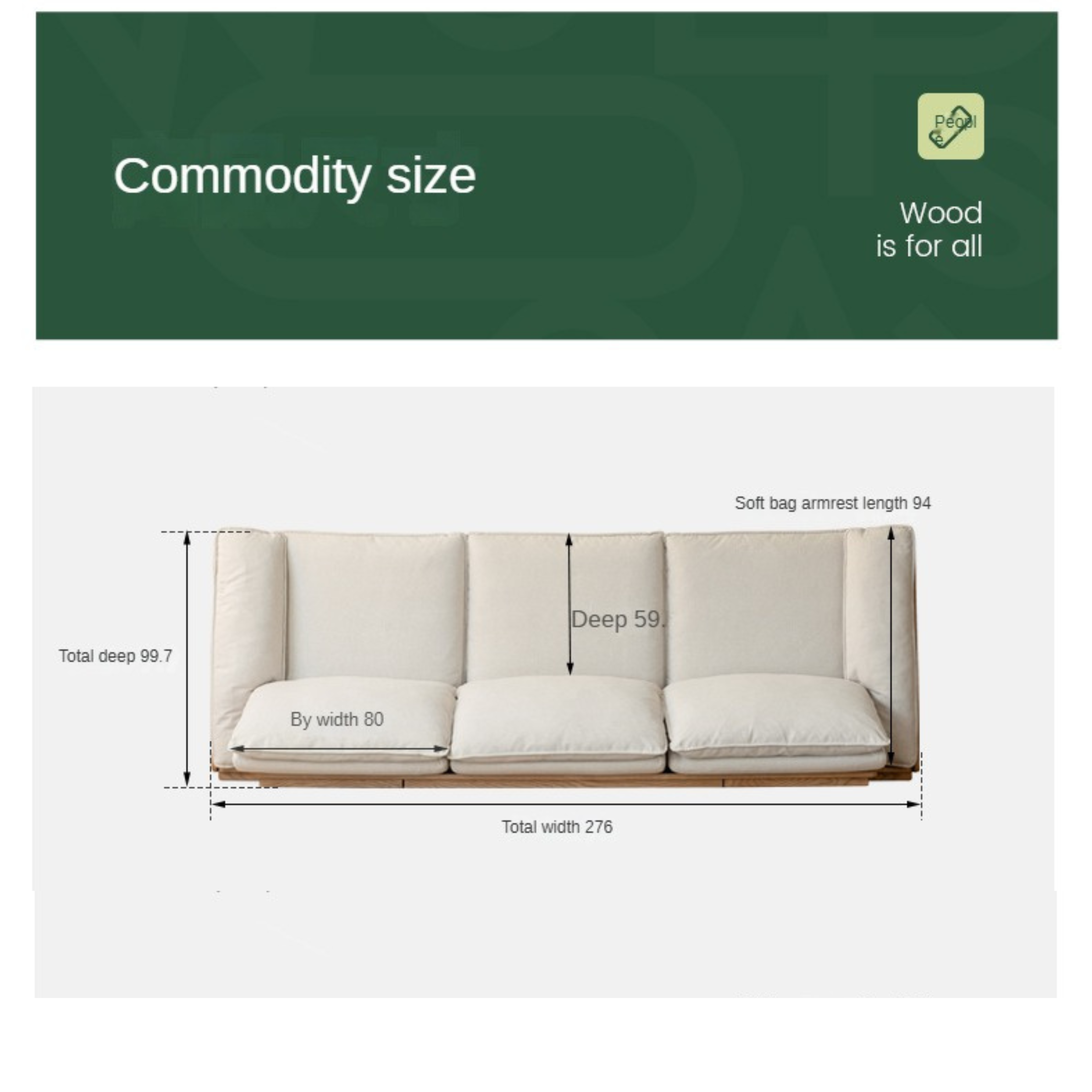 Ash Solid Wood Straight Sofa Modern